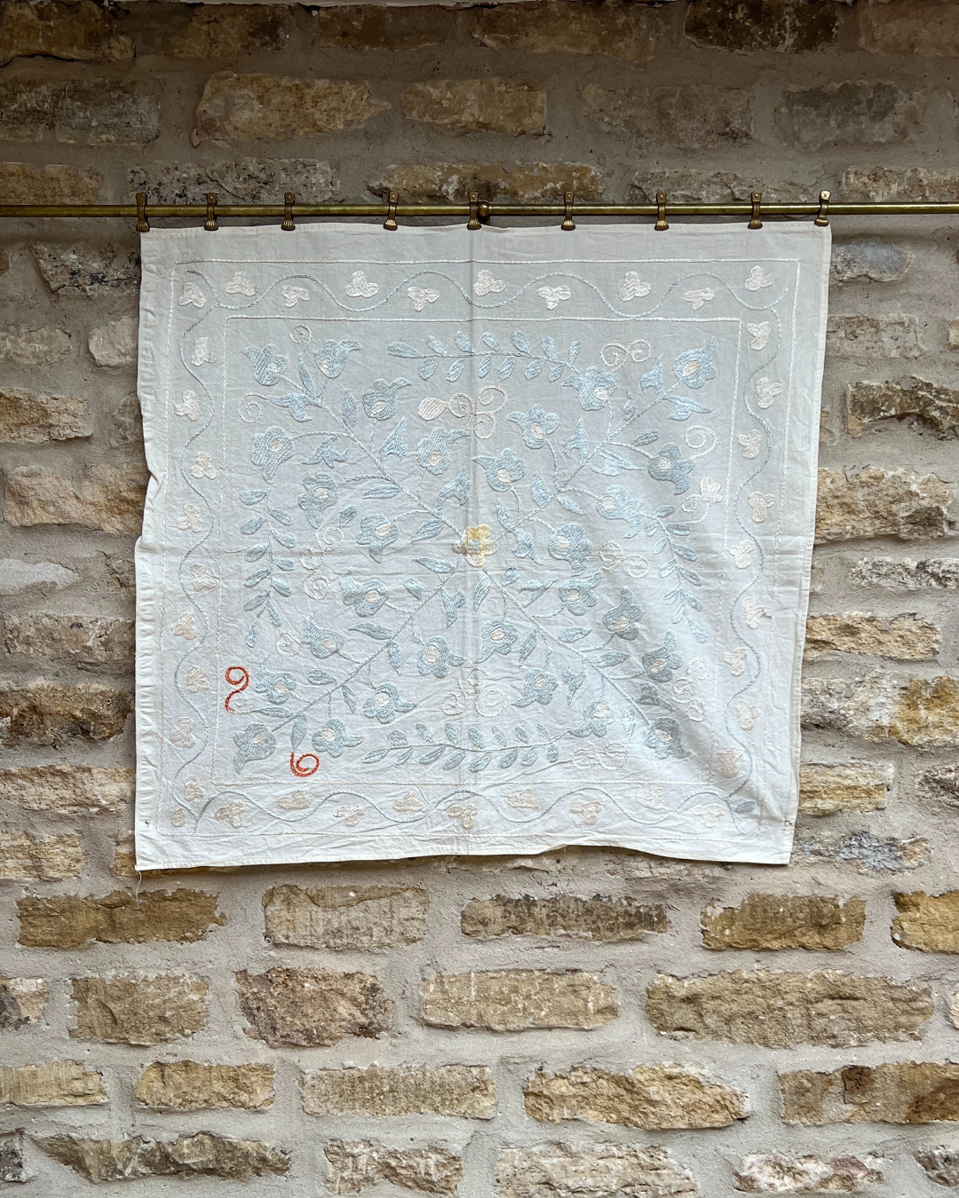 Extra Small Suzani 06 - Handmade Cotton Pillow Cover, Boho Home Decor for Living Room, Bedroom, Sofa