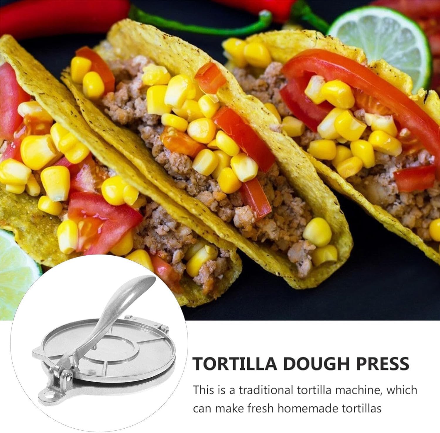 6 Inch Aluminum Tortilla Press - Flatbread Maker for Tortillas, Quesadillas, Pizzas, Roti, Chapati & Empanadas | Heavy Duty Dough Press for Mexican, Indian & Italian Cuisine | Perfect for Home Cooking & Restaurant Use