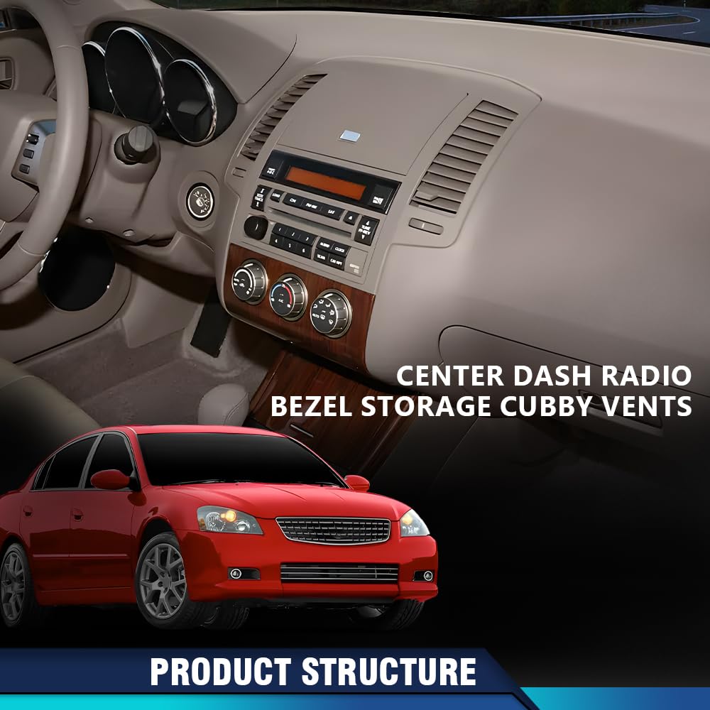 2005-2006 Nissan Altima PIT66 Center Dash Radio Bezel with Storage Vents & Glove Box - Brown Replacement Part for Car Interior Upgrade | Perfect for DIY Installation & Vehicle Restoration Projects