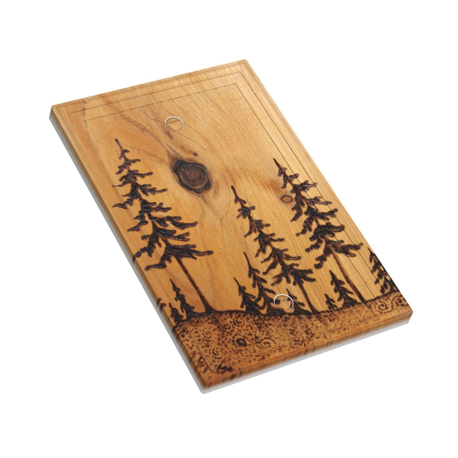 Rustic Pine Tree Wood Grain Print Single Blank Light Switch Cover - Decorative Plastic Farmhouse Electrical Switch Plate - Standard Size 4.5