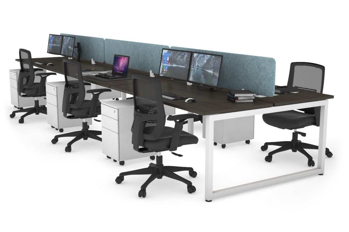 Quadro Loop Legs 6-Person Office Workstation Desk [1600L x 700W] - Perfect for Collaborative Workspaces & Open Office Environments