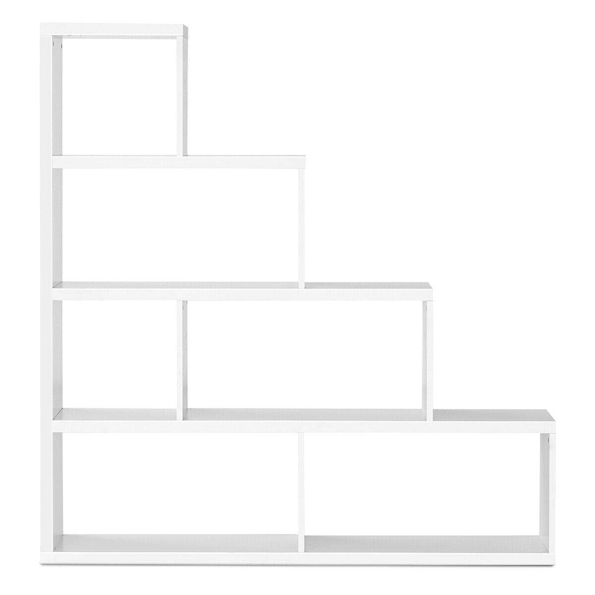 White 4-Tier Ladder Bookcase with 6 Cubes - Space-Saving Bookshelf for Books, Photos, Decor & Plants | Perfect for Bedroom, Living Room, Home Office & Small Spaces