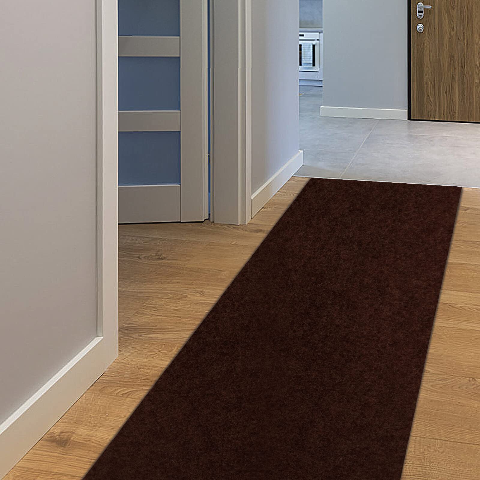 AYOHA 2' x 25' Runner Rug - Non-Slip Rubber Backing Indoor/Outdoor Carpet for Hallway, Kitchen, Entryway, Bedroom - Durable Garage Mat in Chocolate Brown (Custom Sizes Available) - Perfect for High Traffic Areas and Home Decor
