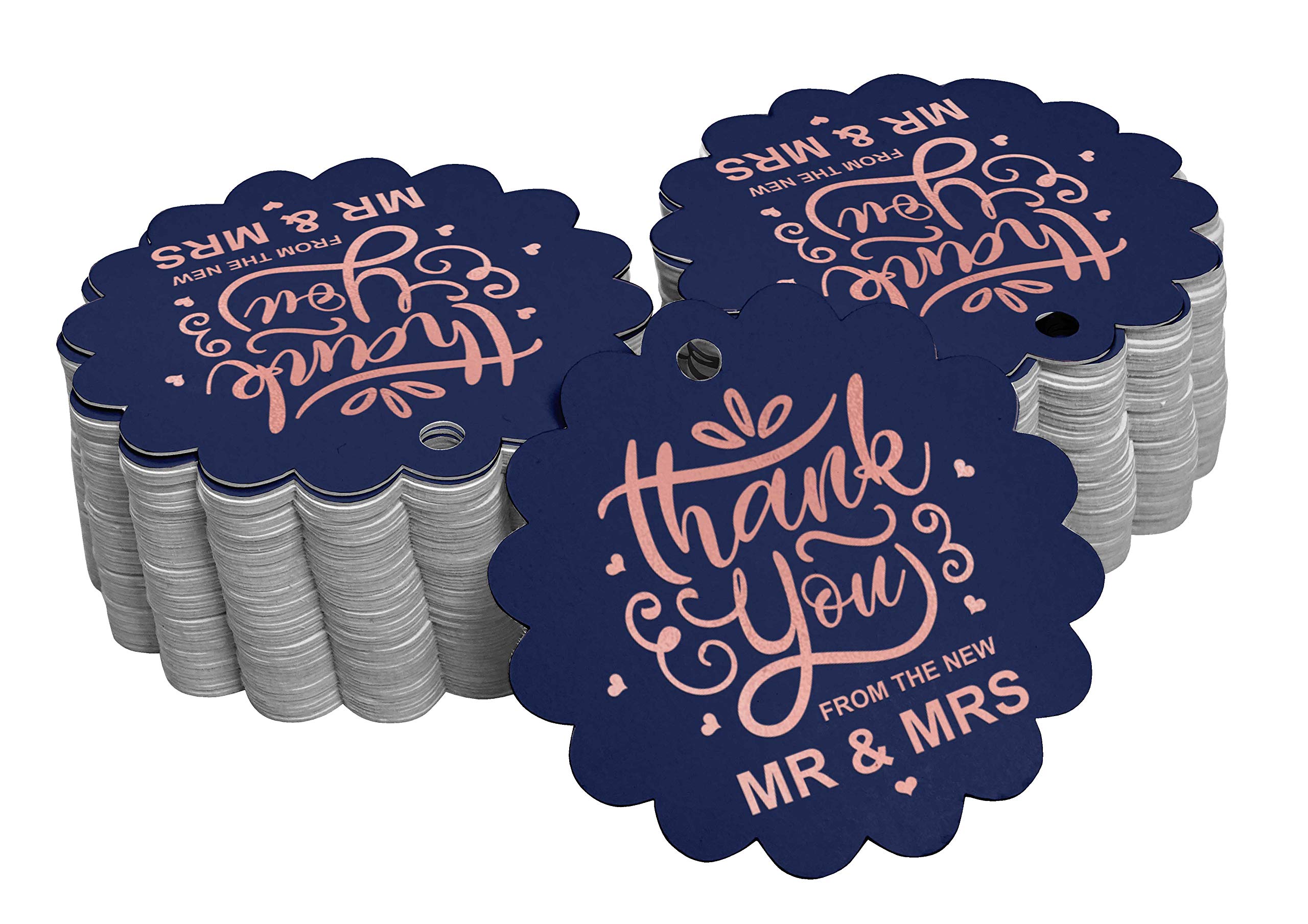 Rose Gold Foil Thank You Tags - 100pcs Elegant Wedding Favor Hang Tags for Bridal Shower, Baby Shower & Party Decorations - Perfect for Gift Wrapping, Favor Bags & DIY Crafts