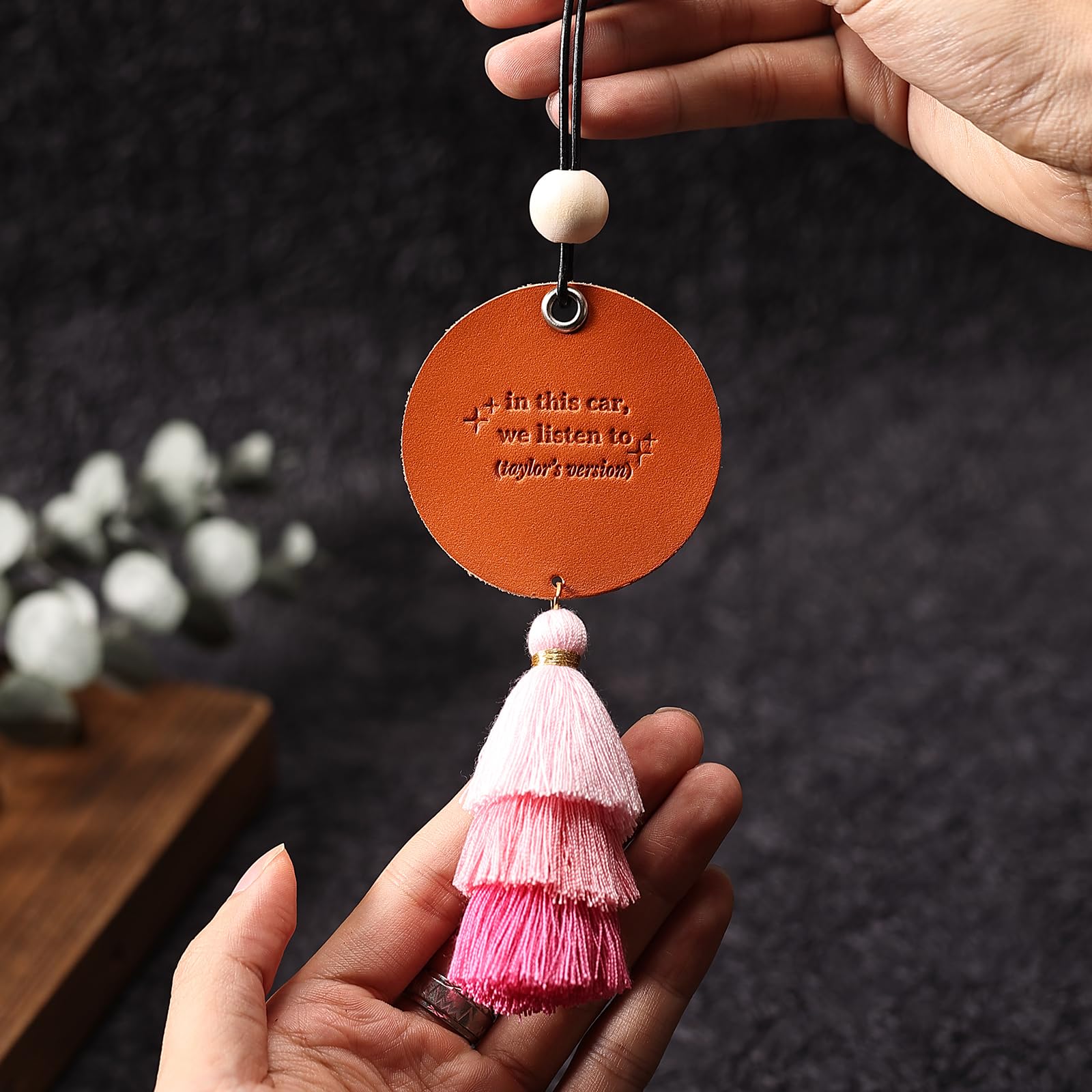 Car Hanging Ornament for Rearview Mirror - Pink Crystal Charm Decor | Fan Gift Merch | Perfect for Road Trips, Getaway Adventures & Daily Commutes