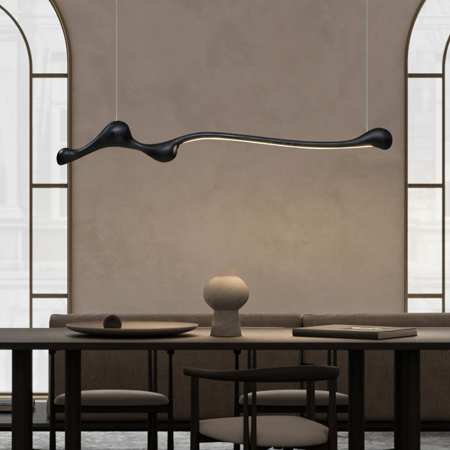 Modern Curva Pendant Lamp - Sleek Hanging Light Fixture for Dining Room, Kitchen Island & Bedroom Decor | Adjustable Height LED Lighting