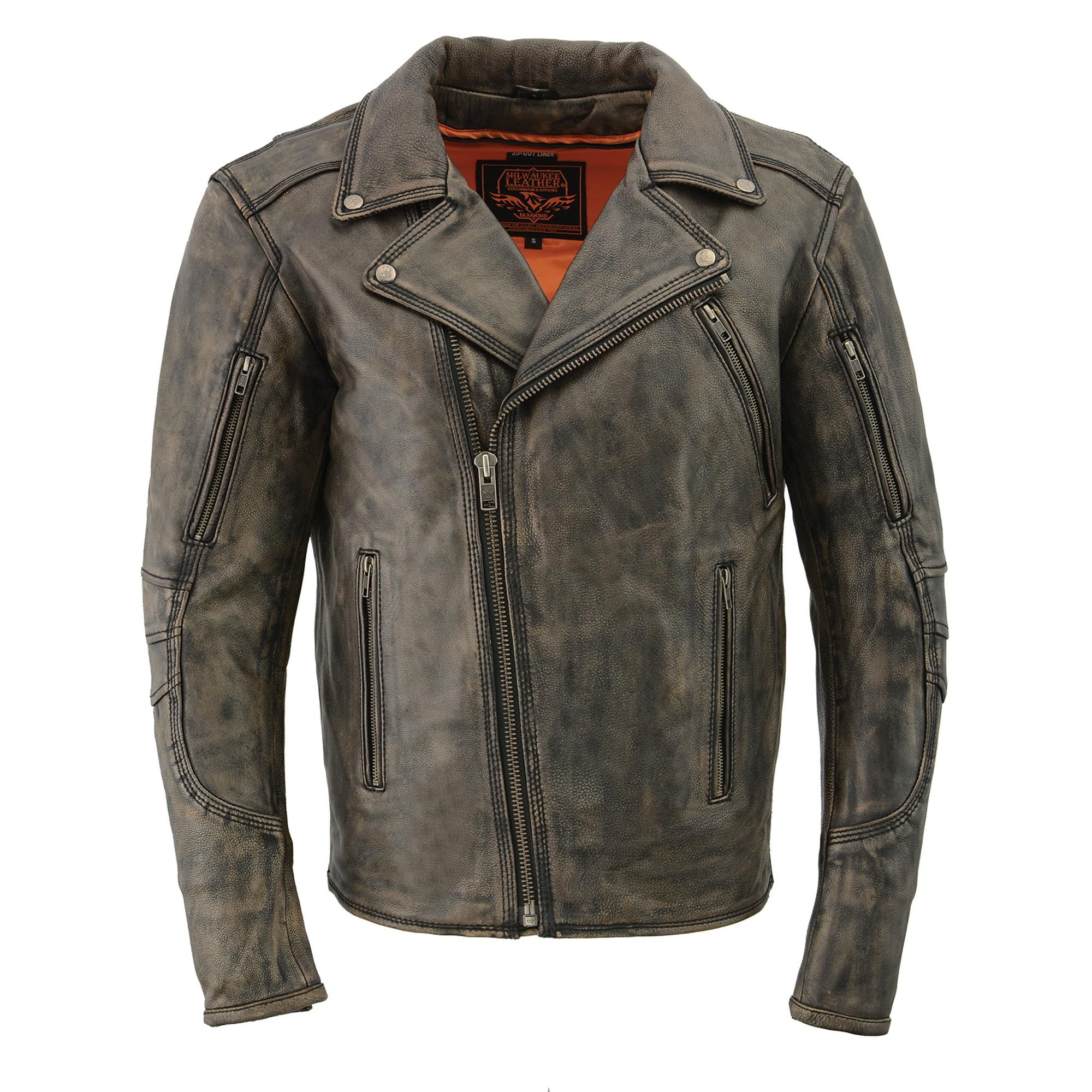 Milwaukee Leather Men's Triple Stitch Extra Long Beltless Biker Jacket - Black & Brown | Premium Motorcycle Riding Gear for Harley Davidson & Cruiser Bikes