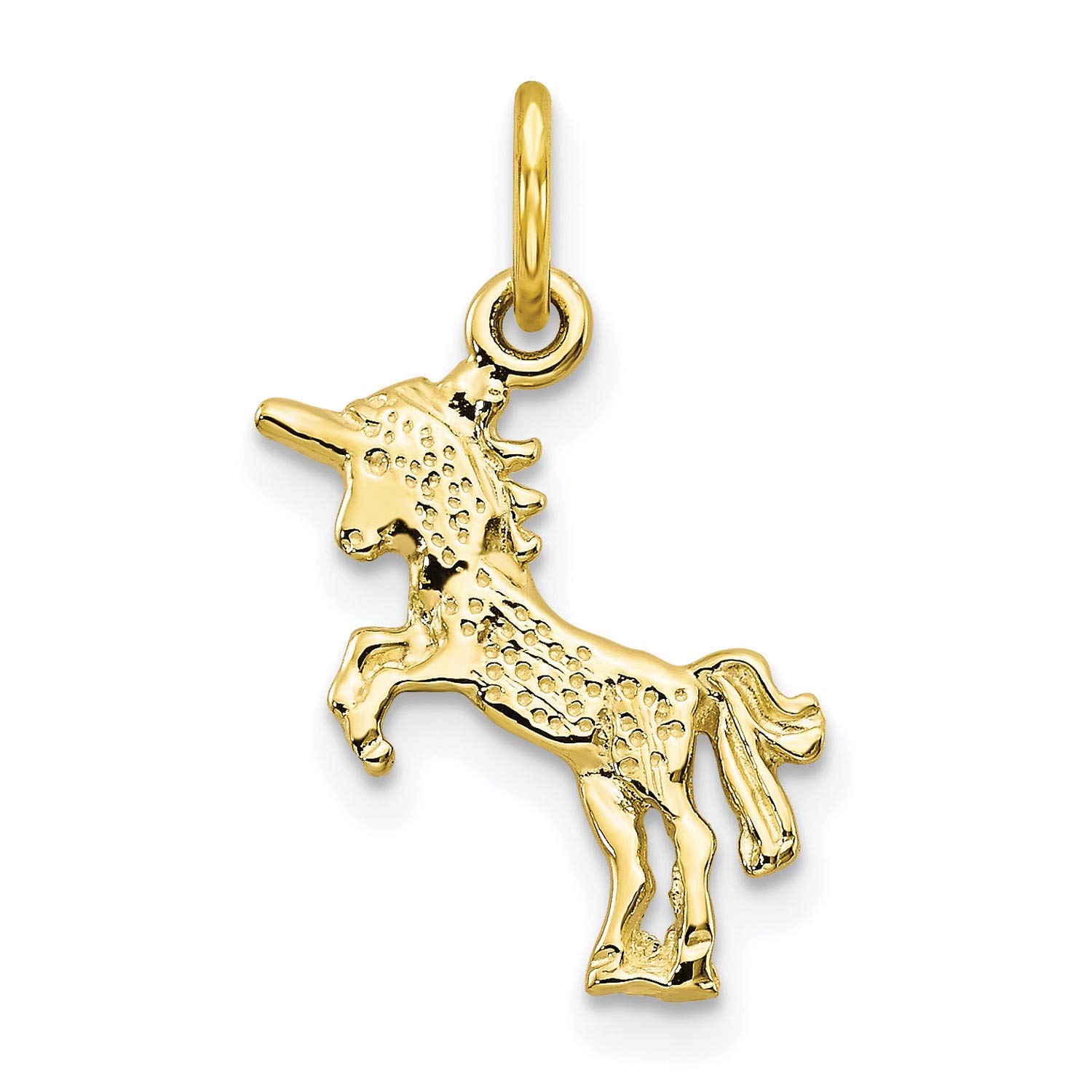10k Yellow Gold Baby Unicorn Charm Standing on Hind Legs - 22mm x 11mm - Perfect for Necklaces, Bracelets & Gift Giving