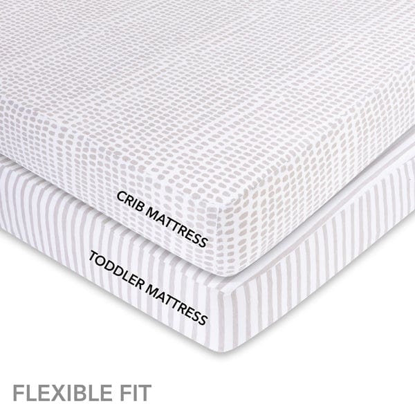 Elys & Co 2 Pack Waterproof Crib Sheets & Toddler Bed Sheets - Soft, Breathable & Machine Washable for Baby Nursery & Daycare Use