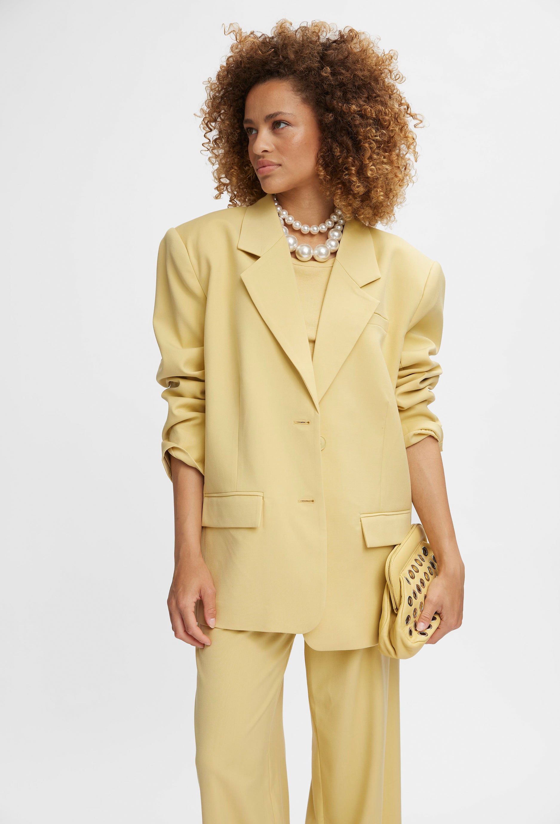 Gestuz Paula Blazer for Women - Elegant Banana Yellow Office Jacket | Perfect for Business Casual, Workwear & Professional Outfits