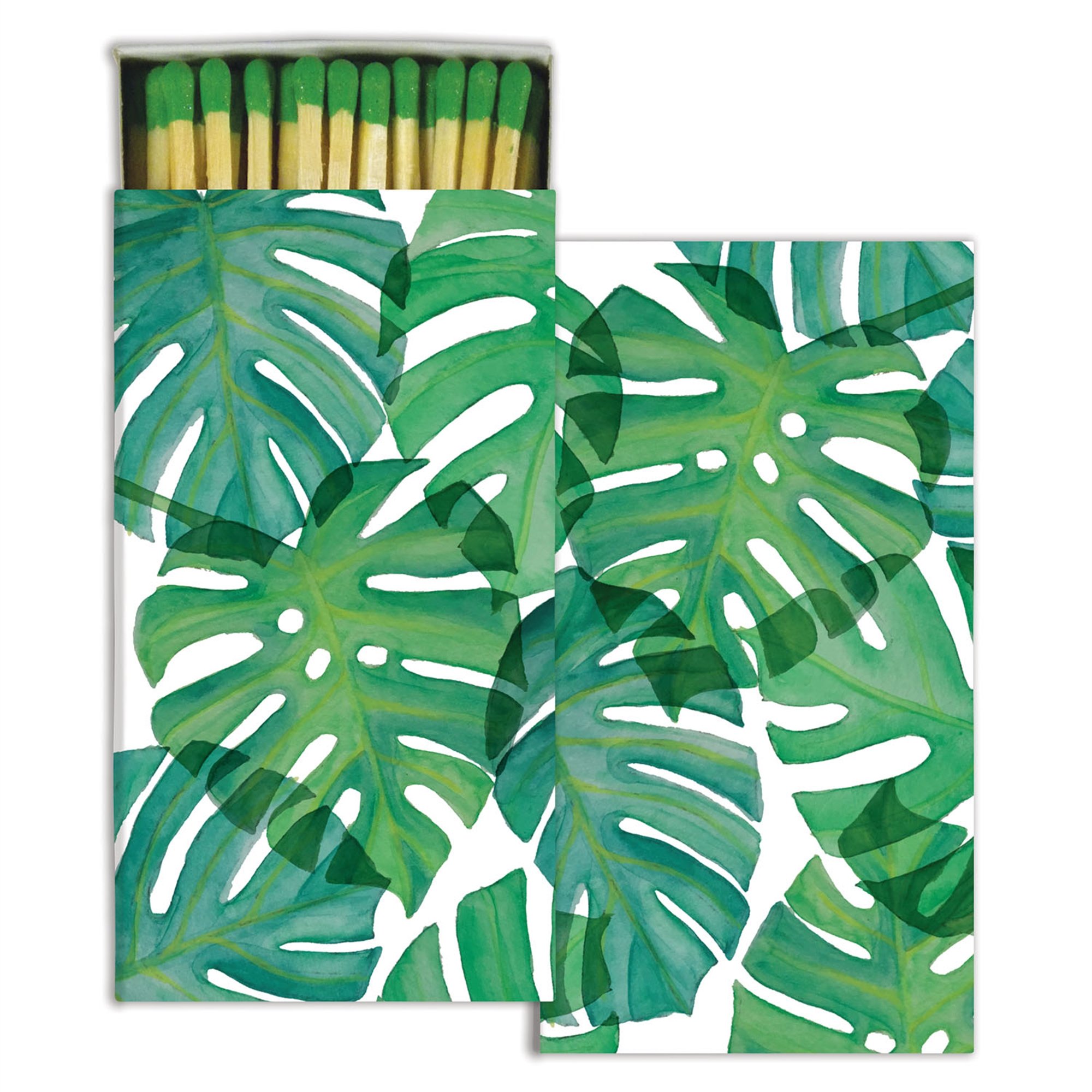 Monstera Leaf Match Box Set - 2 Decorative Long Matches for Candles & Fireplaces