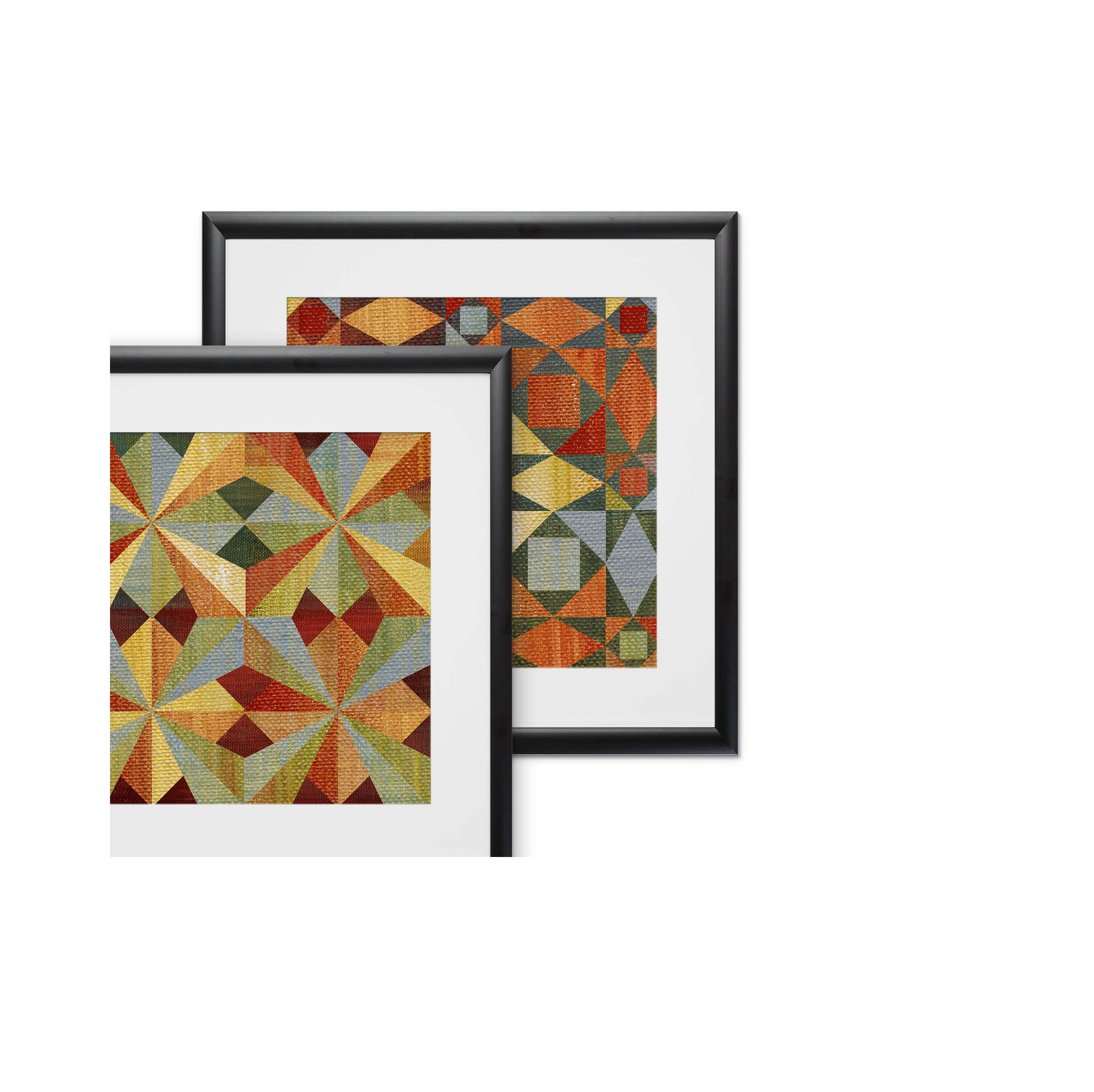 Wexford Home Kaleidoscope Quilt Set - 2 Piece Art Print Bedding Collection 16x16 Inches in Black | Modern Geometric Pattern for Bedroom Decor & Guest Room Styling
