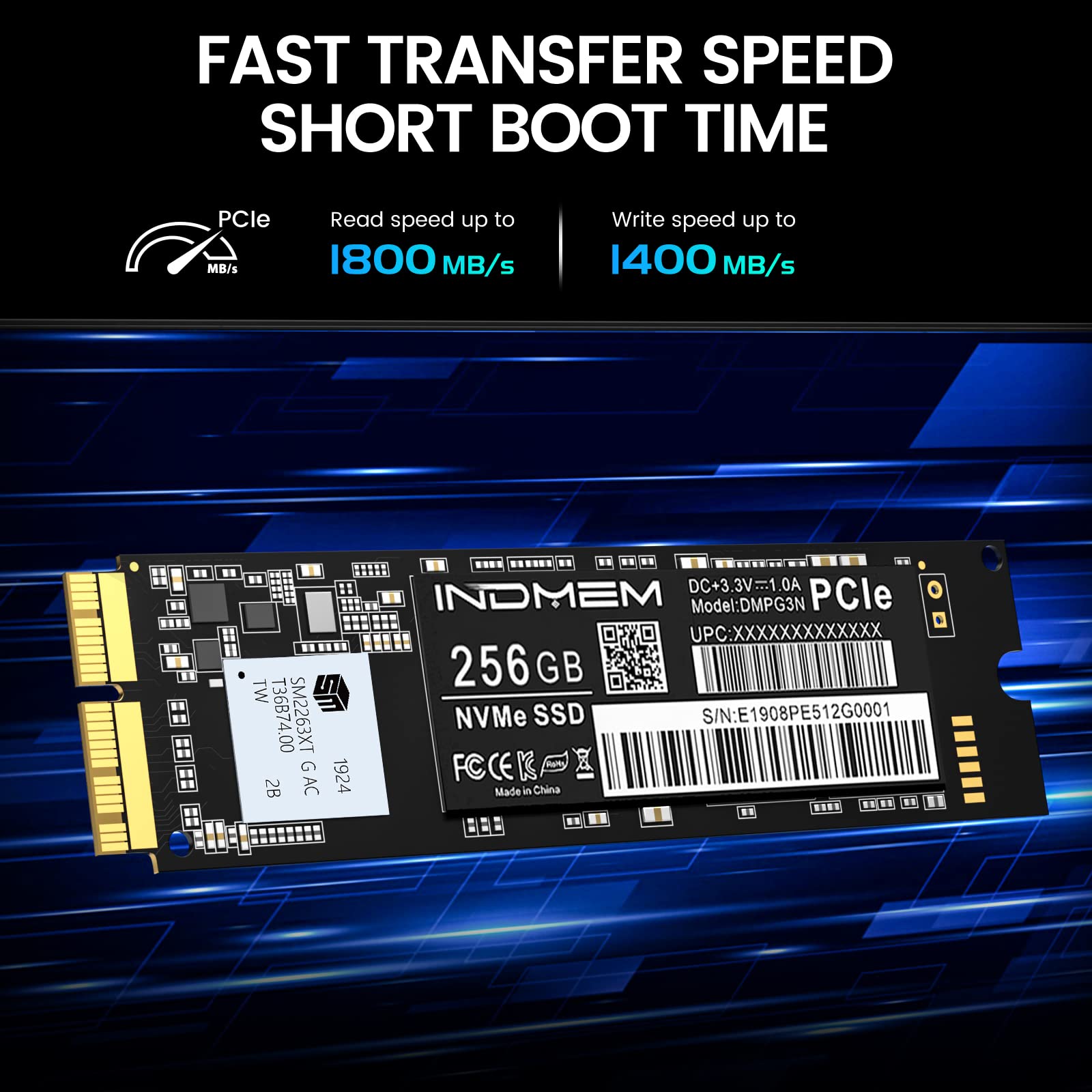 INDMEM 256GB NVMe PCIe SSD Internal Hard Drive with Screwdriver - Compatible with MacBook Pro Retina (Late 2013-Mid 2015), MacBook Air (Mid 2013-2017), iMac (Late 2013-2017), Mac Pro (Late 2013), Mac Mini (Late 2014) - Perfect for Storage Upgrade & Performance Boost