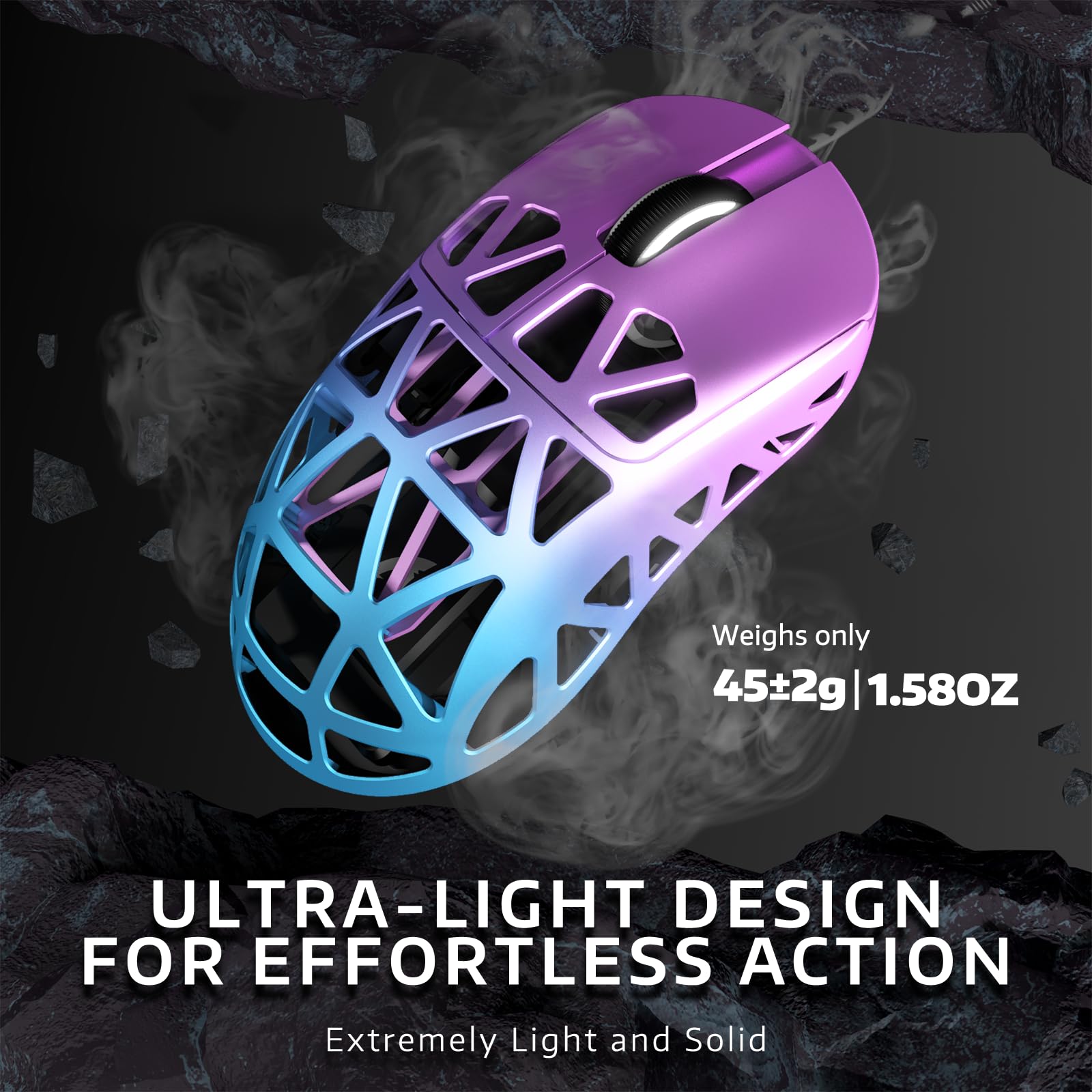 Attack Shark R2PRO 45g Ultra-Light Magnesium Alloy Gaming Mouse - PAW3950 Sensor, 42000 DPI, 8000Hz Polling Rate, 2.4G/BT/Wired, Programmable Buttons with Coiled Cable for PC & Mac (Purple) - Perfect for FPS, MOBA & Esports Gaming