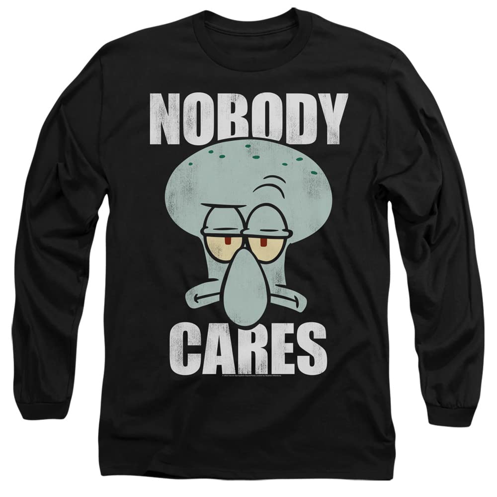 Spongebob Nobody Cares Meme Graphic Tee - Funny Unisex Long Sleeve T-Shirt for Men & Women - Perfect for Casual Wear, Meme Lovers & Pop Culture Fans