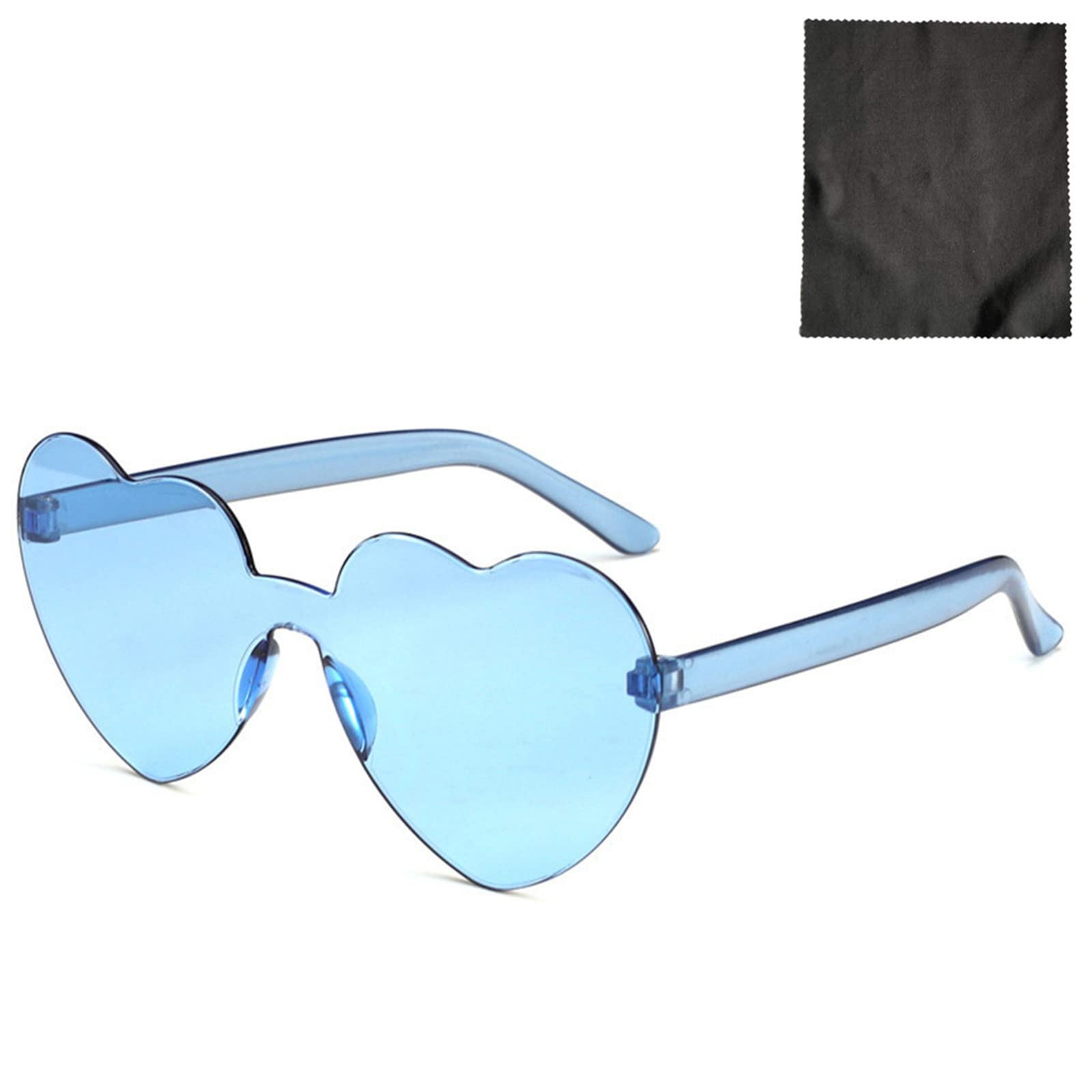 Trendy Heart Sunglasses for Women - Rimless Transparent Candy Color Love Glasses, Fashionable Heart-Shaped Shades for Summer, Beach, Party Favors & Romantic Dates