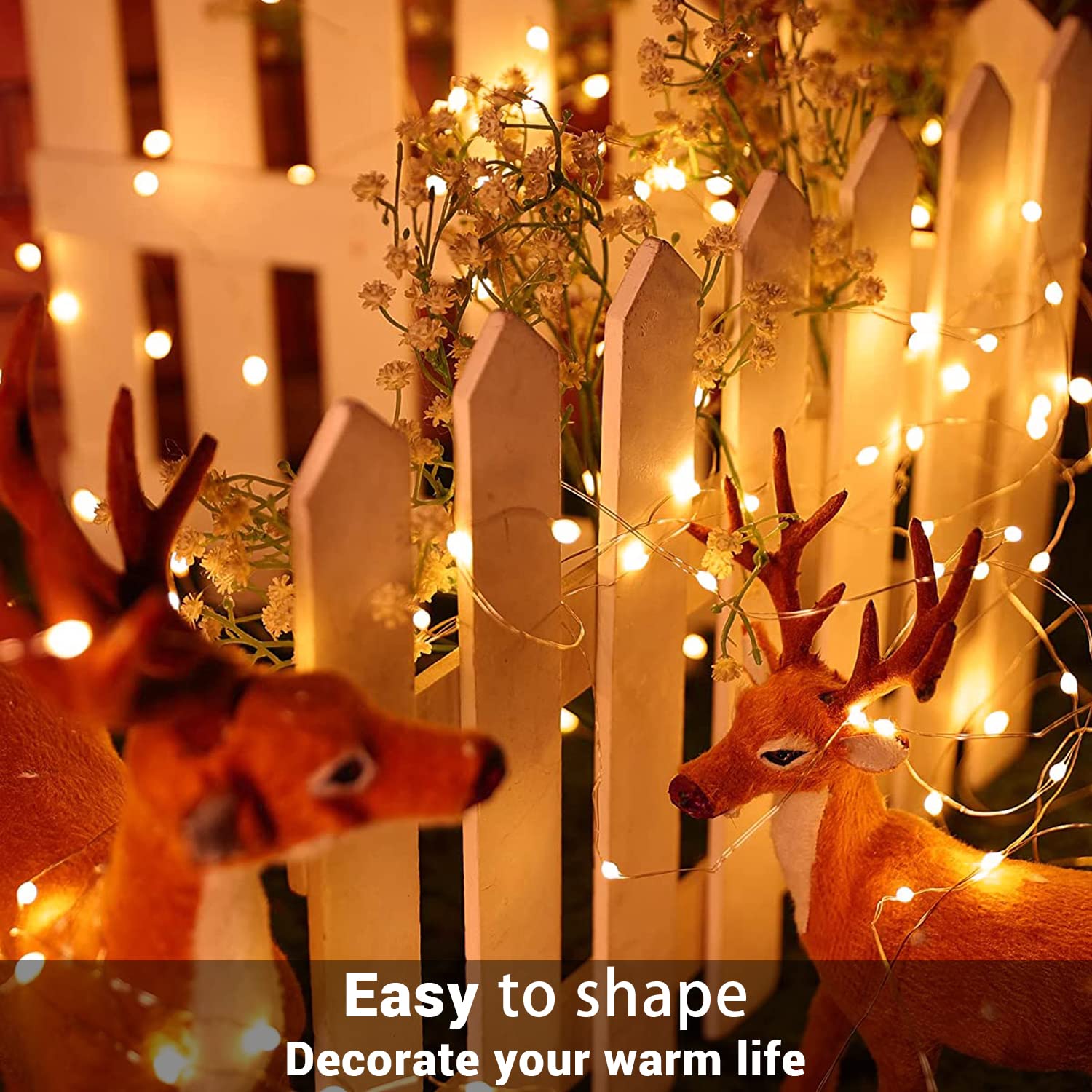 2 Pack 200 LED Fairy Lights Battery Operated String Lights with Remote & 8 Modes - 33FT Waterproof Copper Wire Twinkle Lights for Christmas, Wedding, Party, Garden, Patio, Bedroom, Outdoor & Indoor Decor (Warm White)