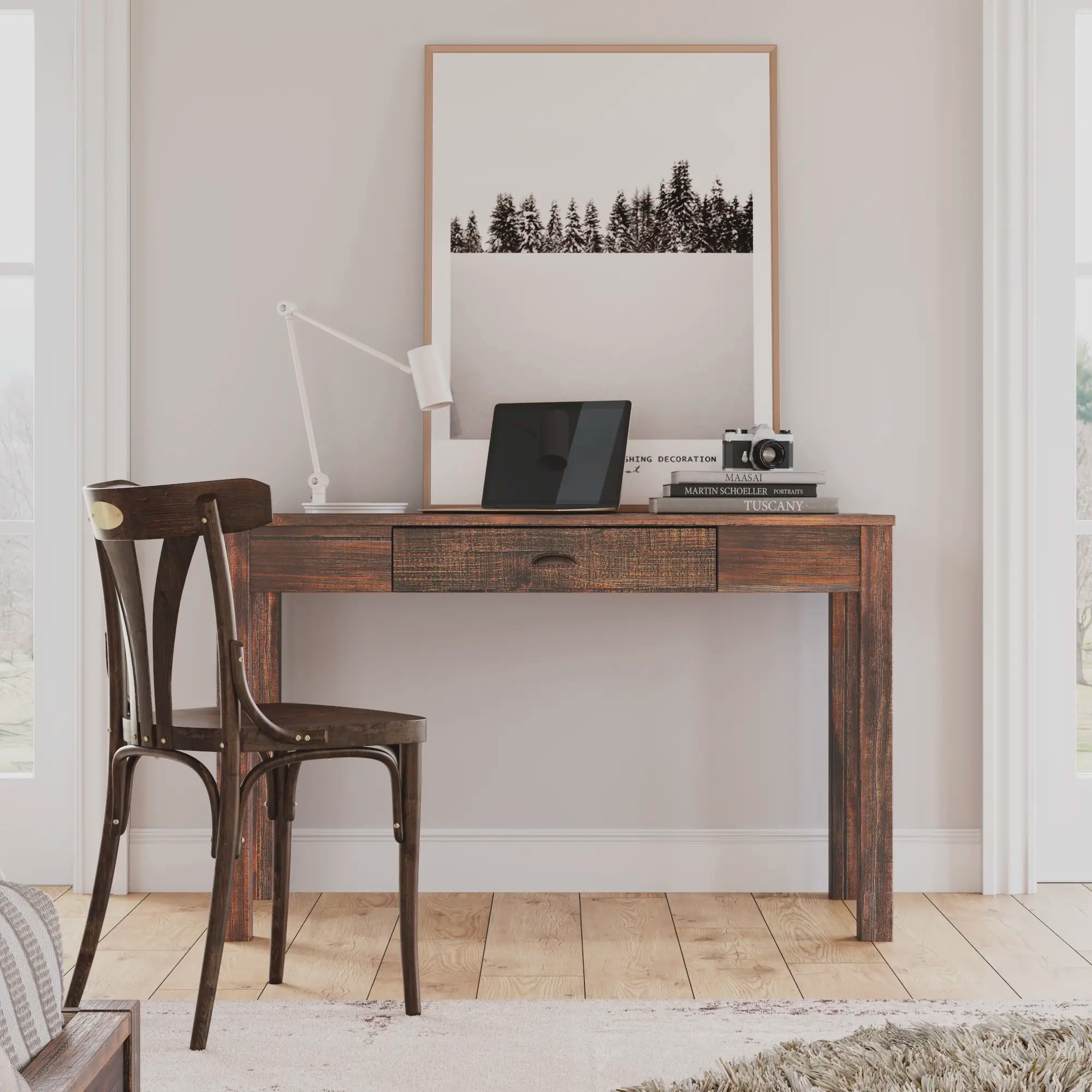 Montauk Desk & Dressing Table - Modern Writing Desk with Mirror | Home Office Furniture for Women, Vanity Makeup Table with Storage | Perfect for Bedroom, Study & Dorm Room Decor