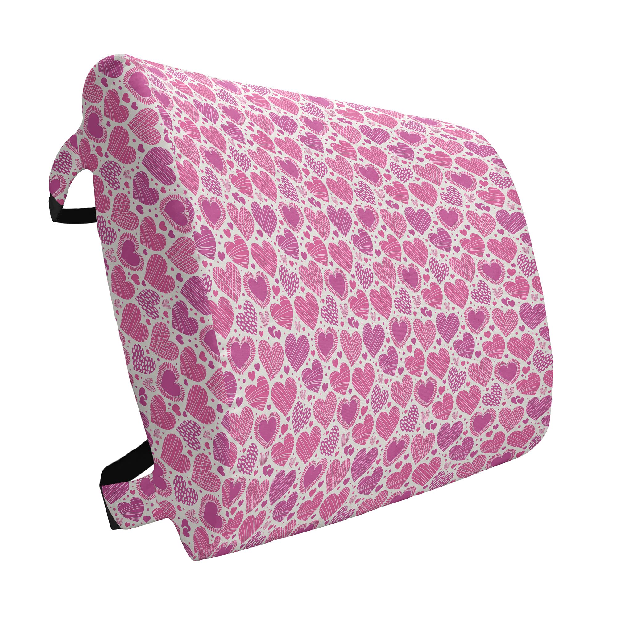 Ambesonne Valentine's Lumbar Support Pillow - Romantic Heart Design with Polka Dots & Crossed Lines - High Density Foam for Office Chair & Car Seat - 14x13 Inches - Hot Pink & White - Perfect for Home, Office & Travel Comfort