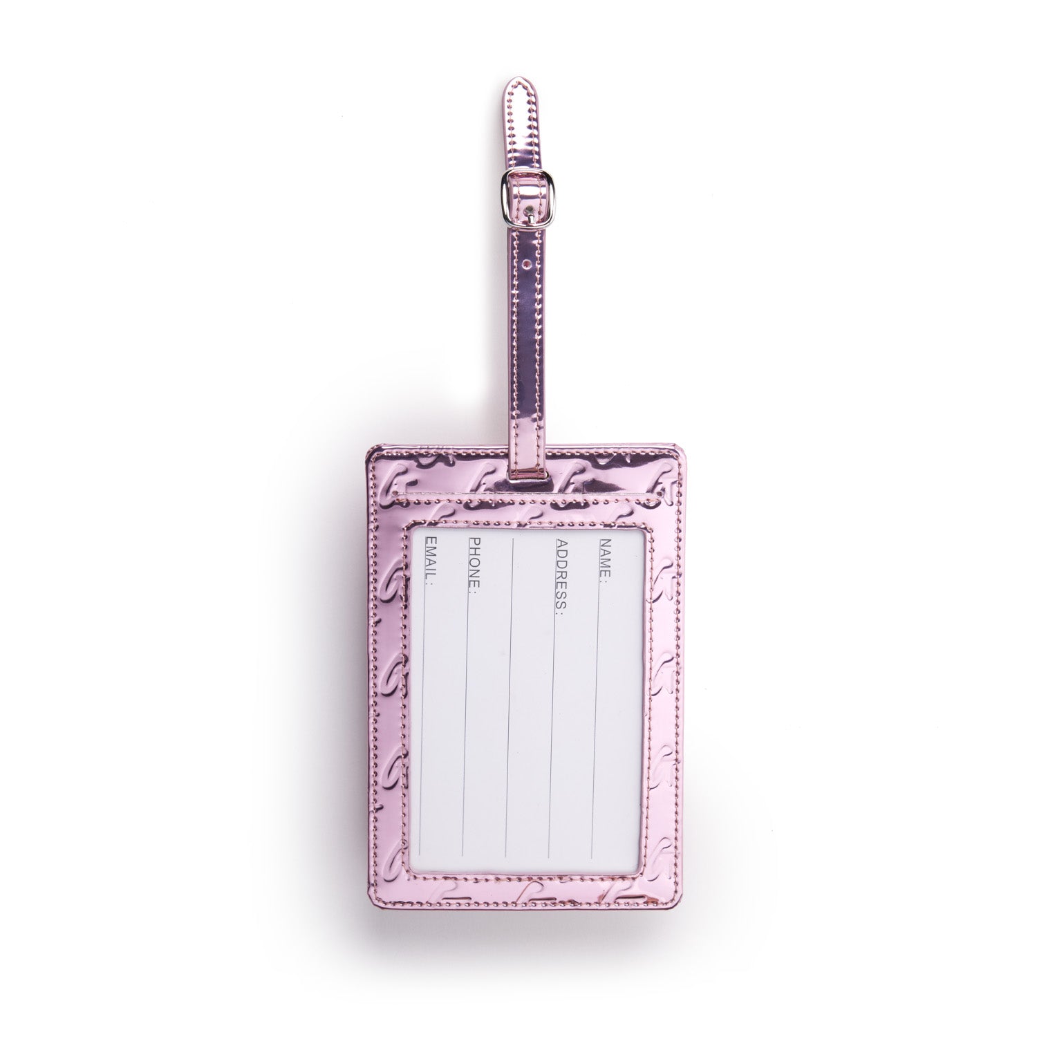 Personalized Metallic Monogram Luggage Tag - Elegant Metallic Pink for Travel Bags & Suitcases - Perfect for Airports, Vacations & Business Trips