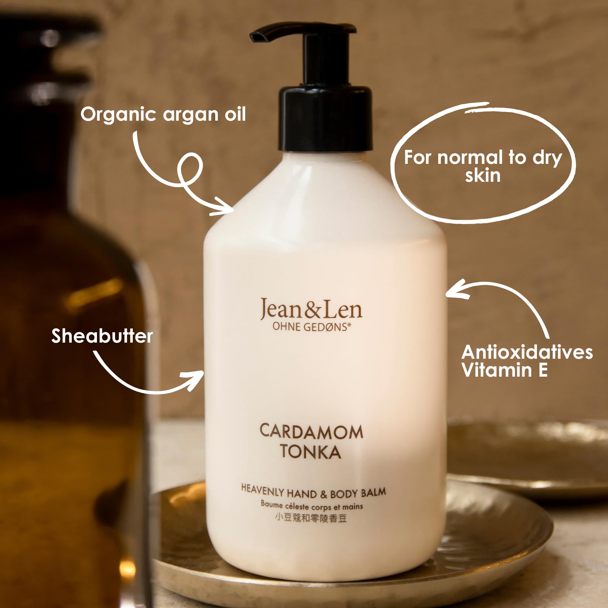Jean & Len Cardamom & Tonka Hand & Body Cleanser and Balm Set - Exotic Warm Scent for Clean, Nourished Skin | Gift Set for Spa, Travel & Self-Care