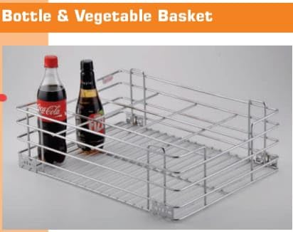 Stainless Steel Modular Basket - SS Wired Bottle Organizer for Kitchen Storage with Screw Fitting (19x20x6) | Perfect for Wine Bottles, Spice Jars & Kitchen Organization