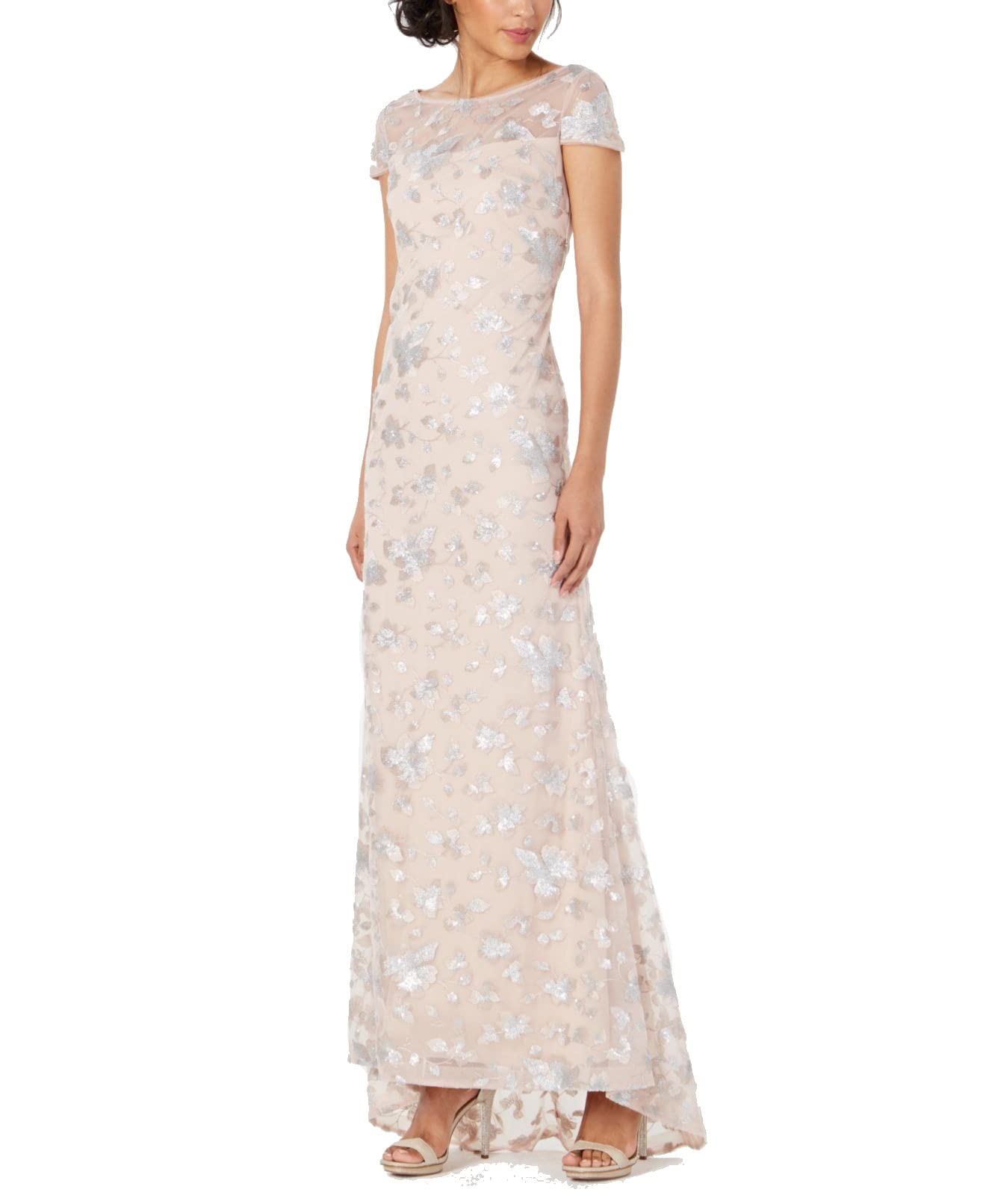 Calvin Klein Women's Cap Sleeve V-Neck Back Gown - Elegant Evening Dress for Weddings, Parties & Special Occasions