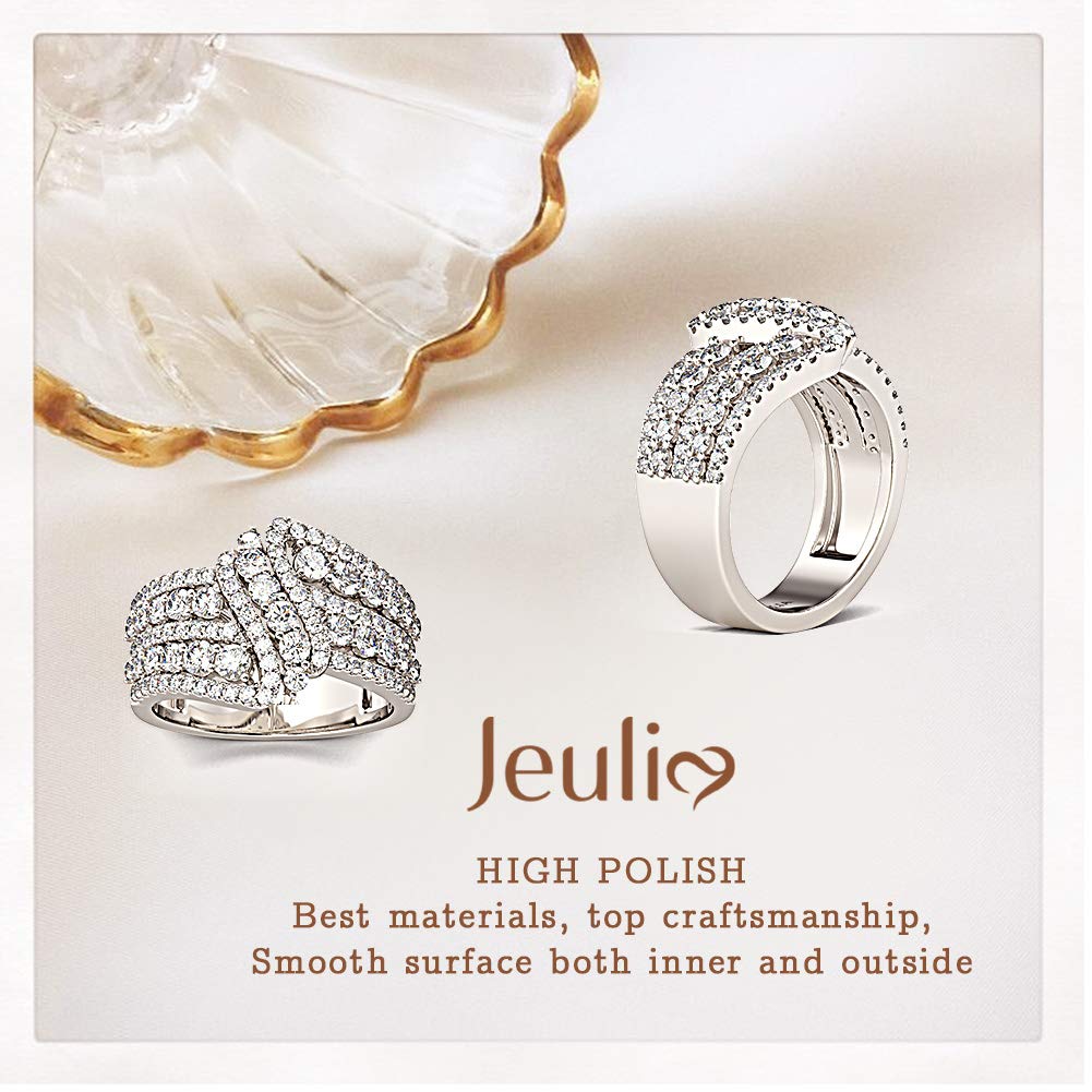 Jeulia Sterling Silver Intertwined Crossover Rings for Women - Elegant Wedding Band, Round Cut Engagement Ring, Anniversary & Birthday Gift with Jewelry Box | Perfect for Valentine's Day, Proposal, Bridal Jewelry & Special Occasions