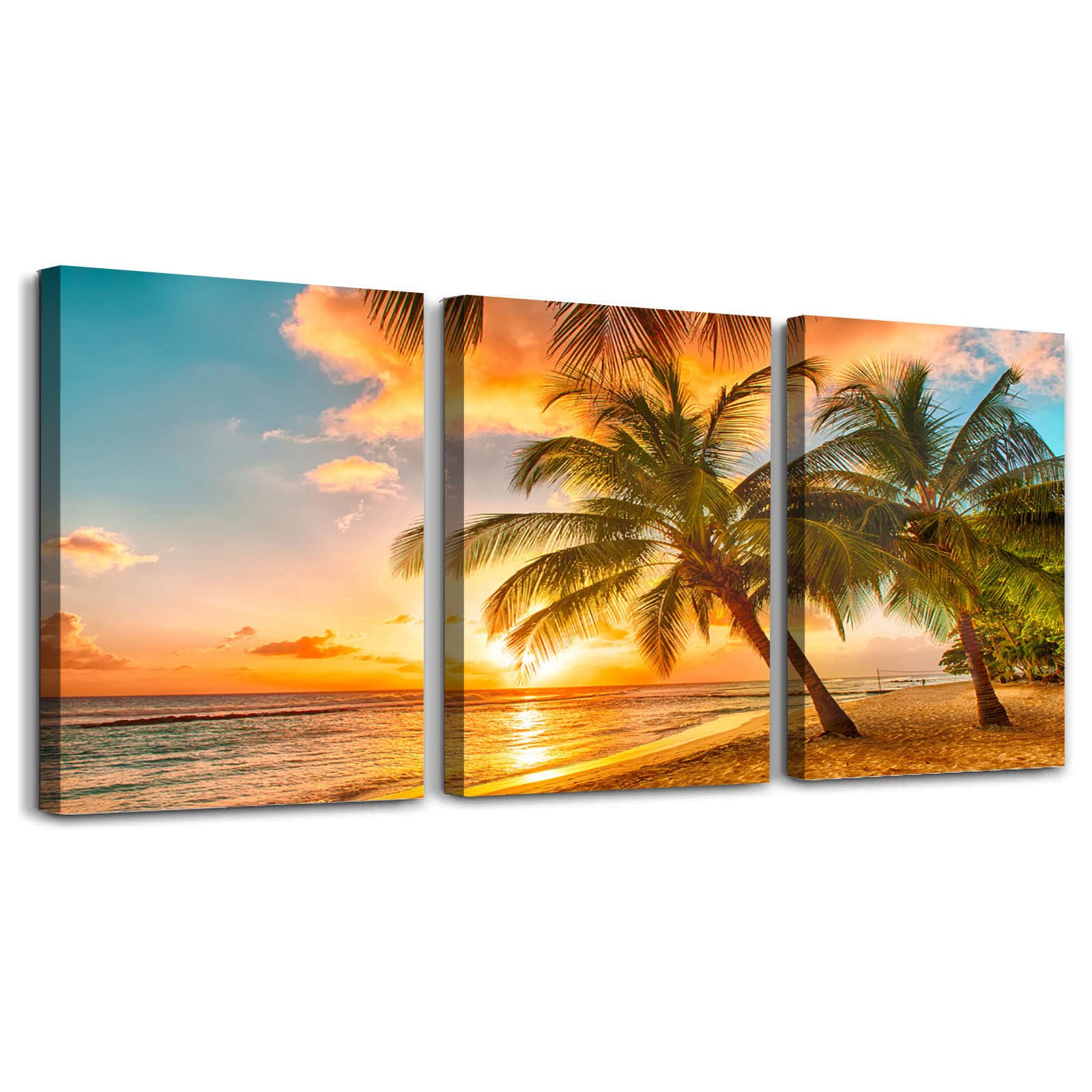 Beach Sunset Wall Art Canvas Print - Framed 8x12 Inch Coastal Decor for Bedroom, Living Room & Home - Perfect for Beach House, Vacation Rental & Coastal Interior Design
