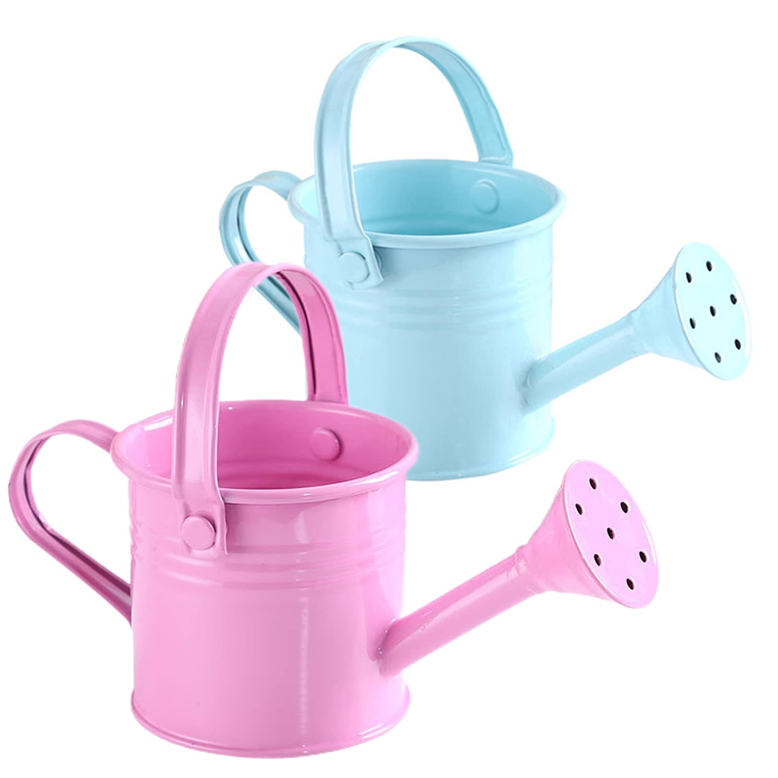 Pectt 2-Pack Mini Metal Watering Cans for Kids - Small Garden Water Pot with Nozzle, Handle & Rust-Proof Coating - Perfect for Indoor Plants, Outdoor Flowers & Children's Gardening Activities