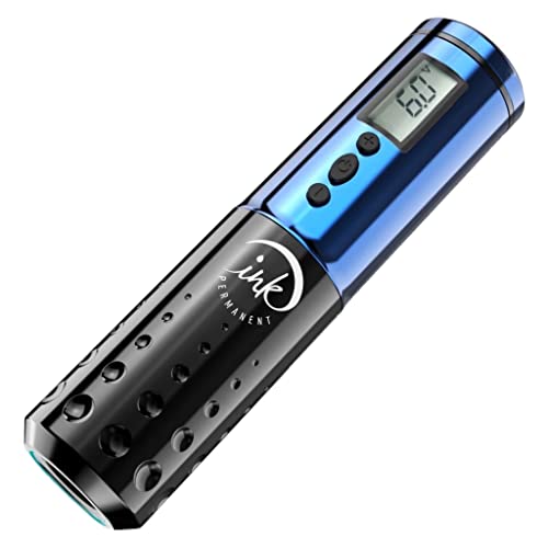 Professional Wireless Rotary Tattoo Pen Machine Kit - 2Pcs Permanent Ink Tattoo Guns with Digital LED Display, 1900mAh Rechargeable Batteries & Charger (Blue) - Perfect for Tattoo Artists, Beginners & Body Art Professionals