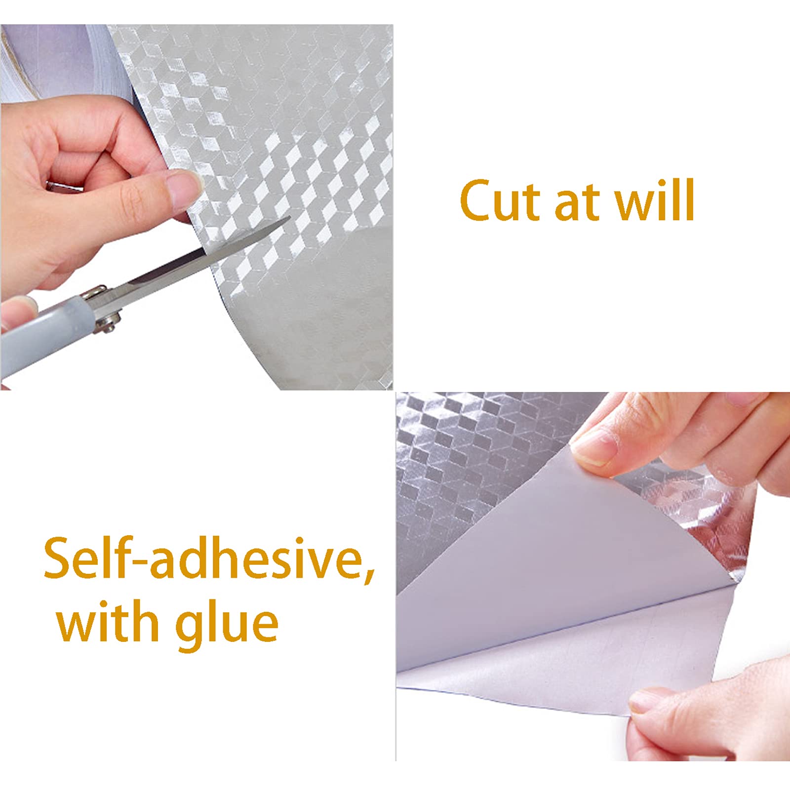 Snkxu Self-Adhesive Oil Proof Kitchen Backsplash - 15.7x394 Inch Silver Peel & Stick Wallpaper, Heat Resistant & Waterproof Aluminum Foil Cabinet Liner - Perfect for Kitchen Countertops, Stoves, and Cabinets