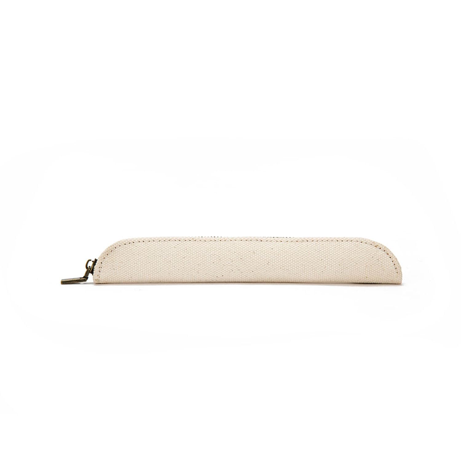 Simple Mini Canvas Pencil Case for Apple Pencil - Pure Color Makeup Pouch & Pen Organizer (Beige, Small) - Perfect for School, Office & Travel Accessories