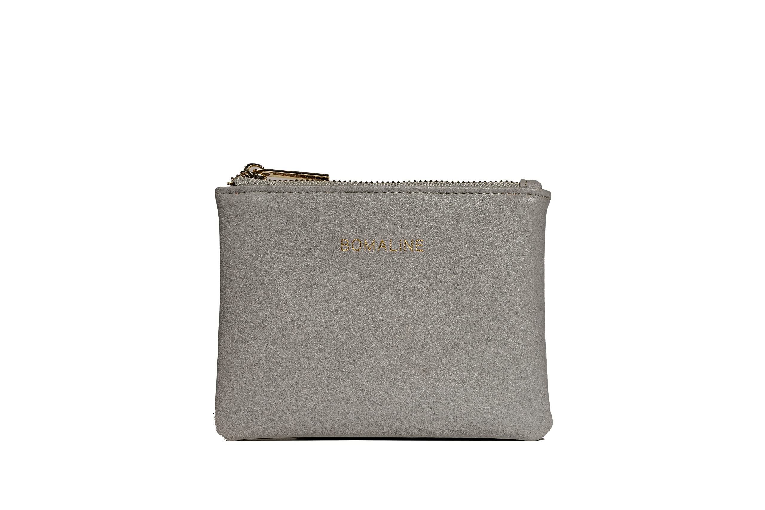 BOMALiNE GABI Leather Coin Purse for Women - Small Change Pouch with Zipper (9.5 x 12cm, Grey) | Cute Mini Wallet for Cash & Coins | Perfect for Purse Organizer, Travel Essentials & Everyday Use
