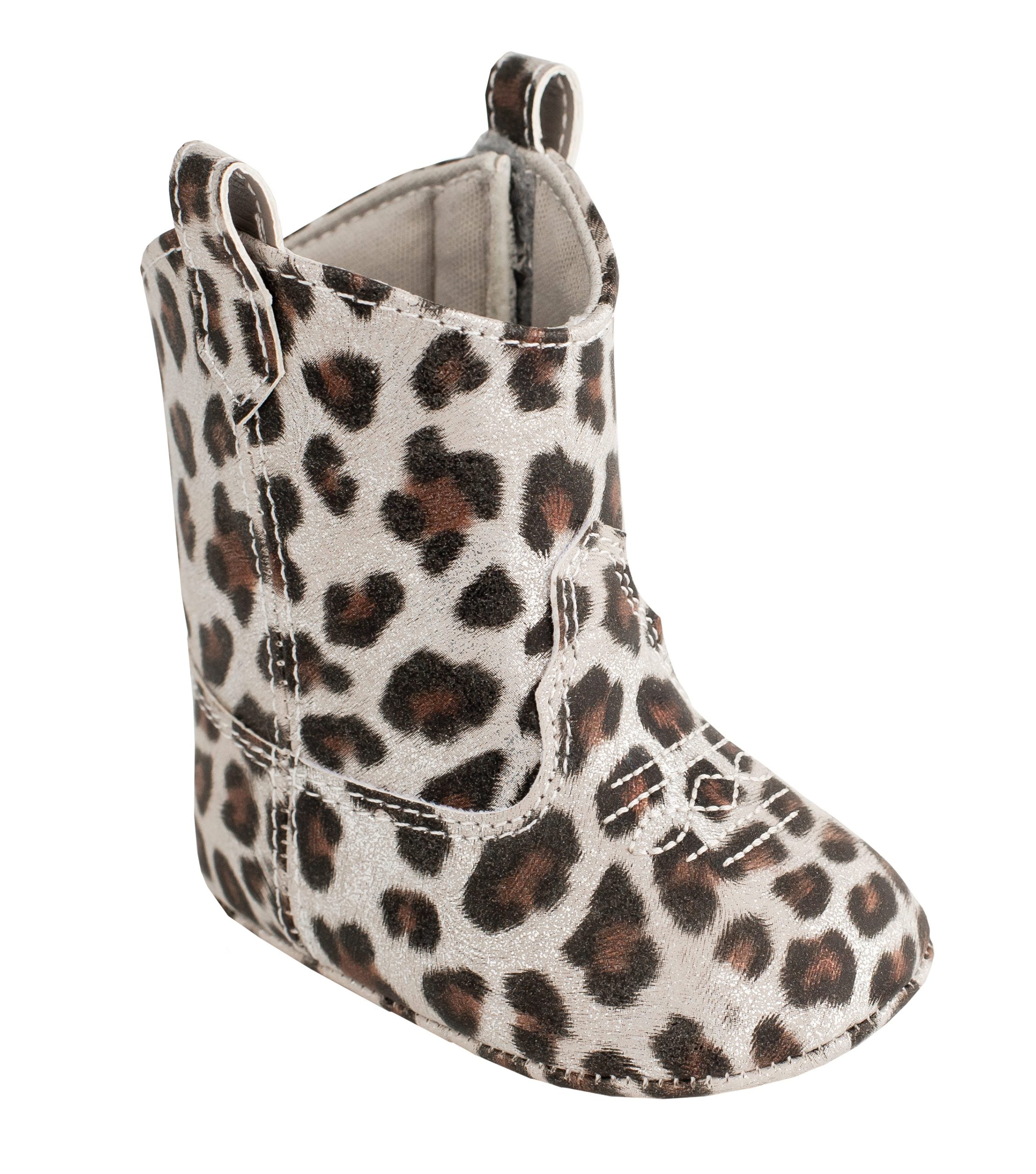 Addison Infant Western Boots | Leopard Print Shimmer Cowgirl Boots for Baby Girls - Perfect for Western Themed Parties, Photo Shoots & Everyday Play