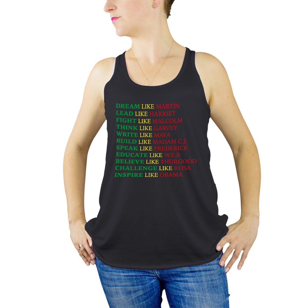 Black History Inspirational Dream Like Martin Luther King Jr. Graphic Tank Top for Women - Casual Summer Outfit & Empowerment Apparel