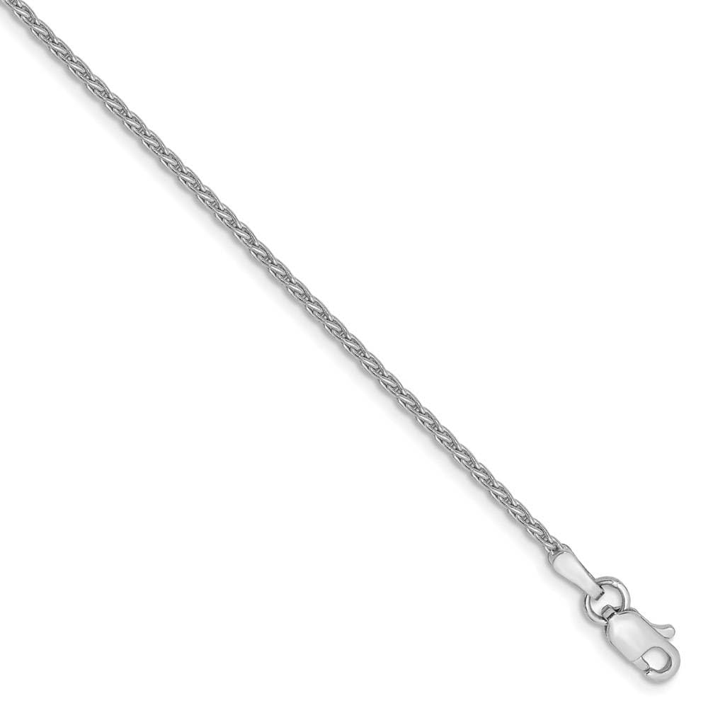 The Black Bow 1.5mm 14k White Gold Solid Parisian Wheat Chain Anklet for Elegant Everyday Wear and Special Occasions