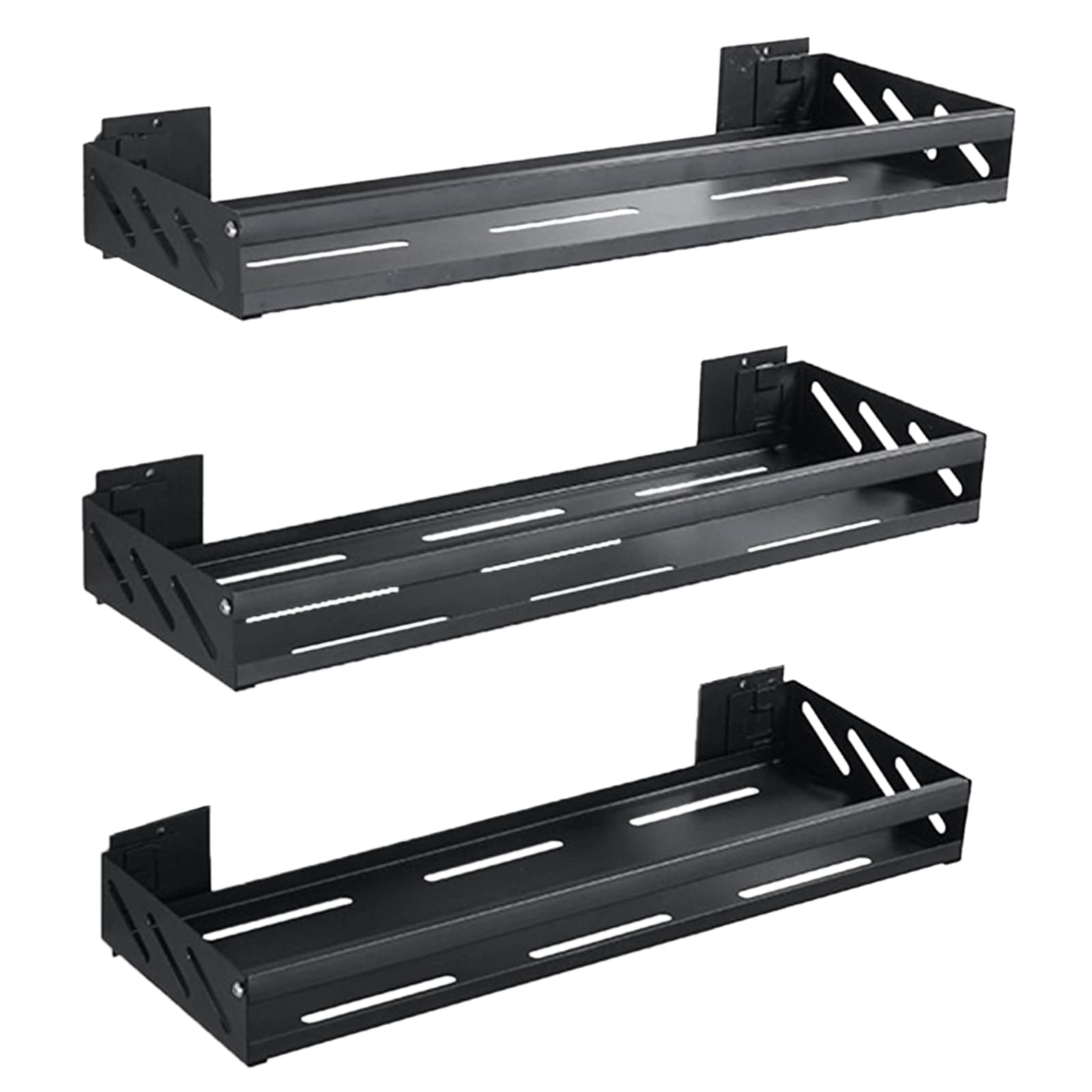 Stainless Steel Wall Mounted Kitchen Organizer - 3 Pack 50cm Spice Rack with Adhesive Backing (No Drilling Needed) for Spices, Utensils & Bathroom Storage - Perfect for Small Spaces & Cabinet Doors