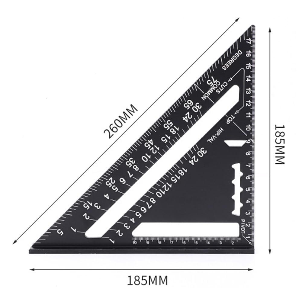 7 Inch High Precision Aluminum Alloy Rafter Square Tool - Multifunctional Triangle Ruler for Woodworking, Roofing & Layout Measuring (Red) - Perfect for Carpenters, DIY Projects & Construction Work
