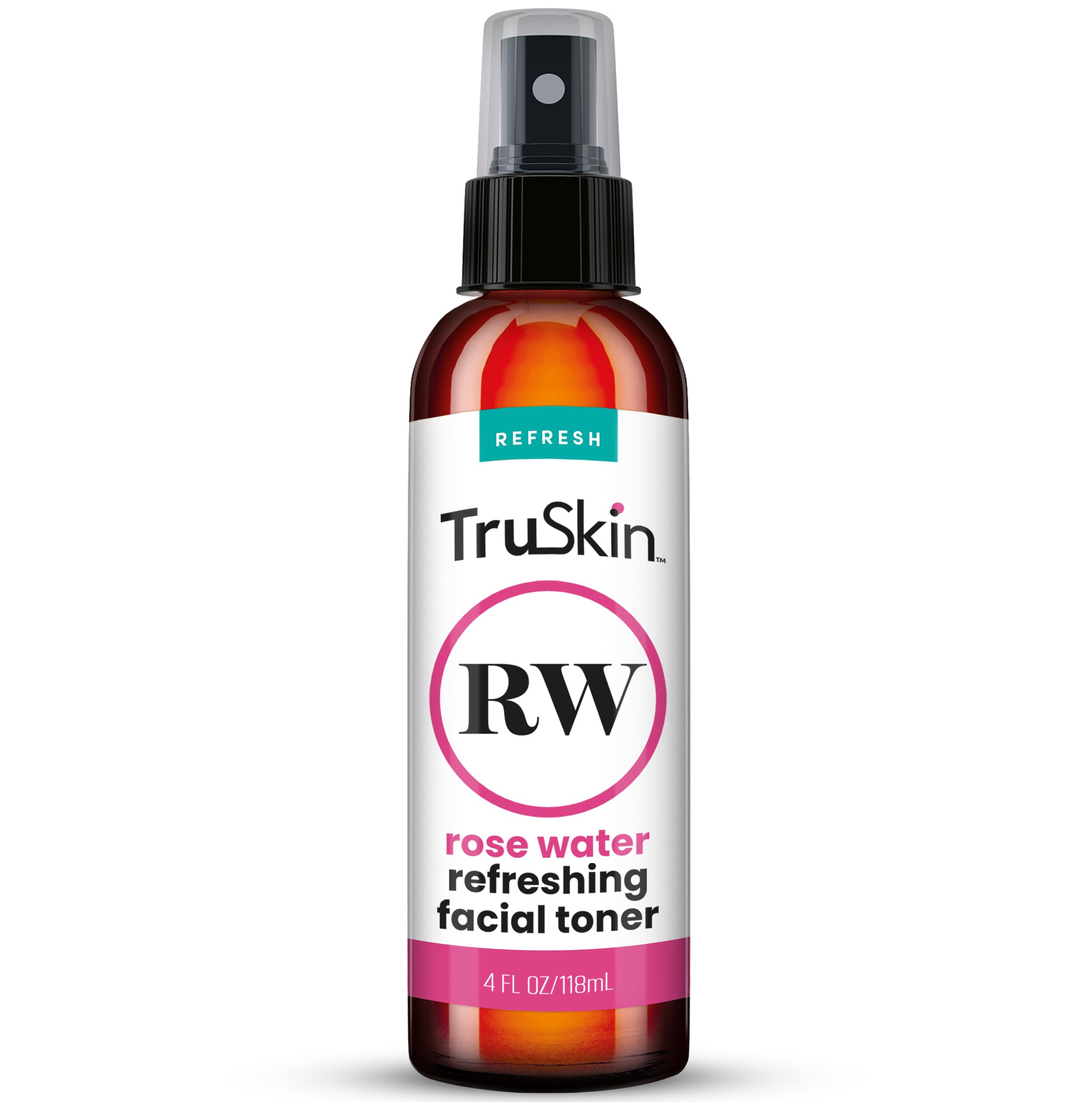 TruSkin Rose Water Facial Toner – 100% Pure Rose Water Hydrating & Revitalizing Toner for Balanced Skin – Refines Pores & Enhances Complexion – 4 fl oz – Perfect for Daily Skincare Routine & Post-Workout Refresh