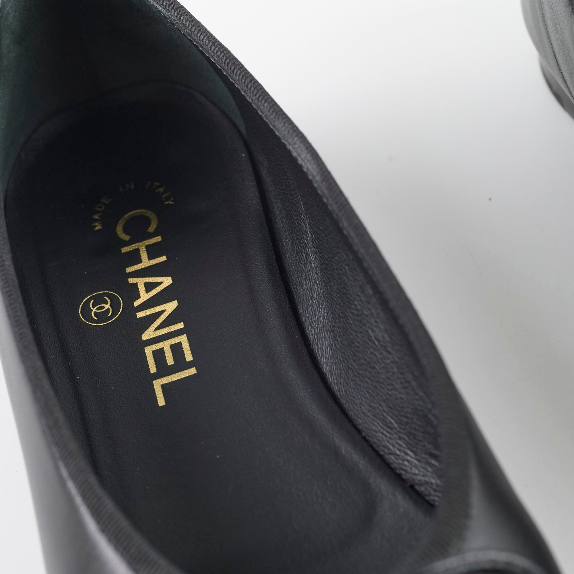 Chanel Black Leather Ballet Flats for Women - Size 37.5 (US 7) | Classic Comfortable Loafers for Work, Travel & Everyday Wear