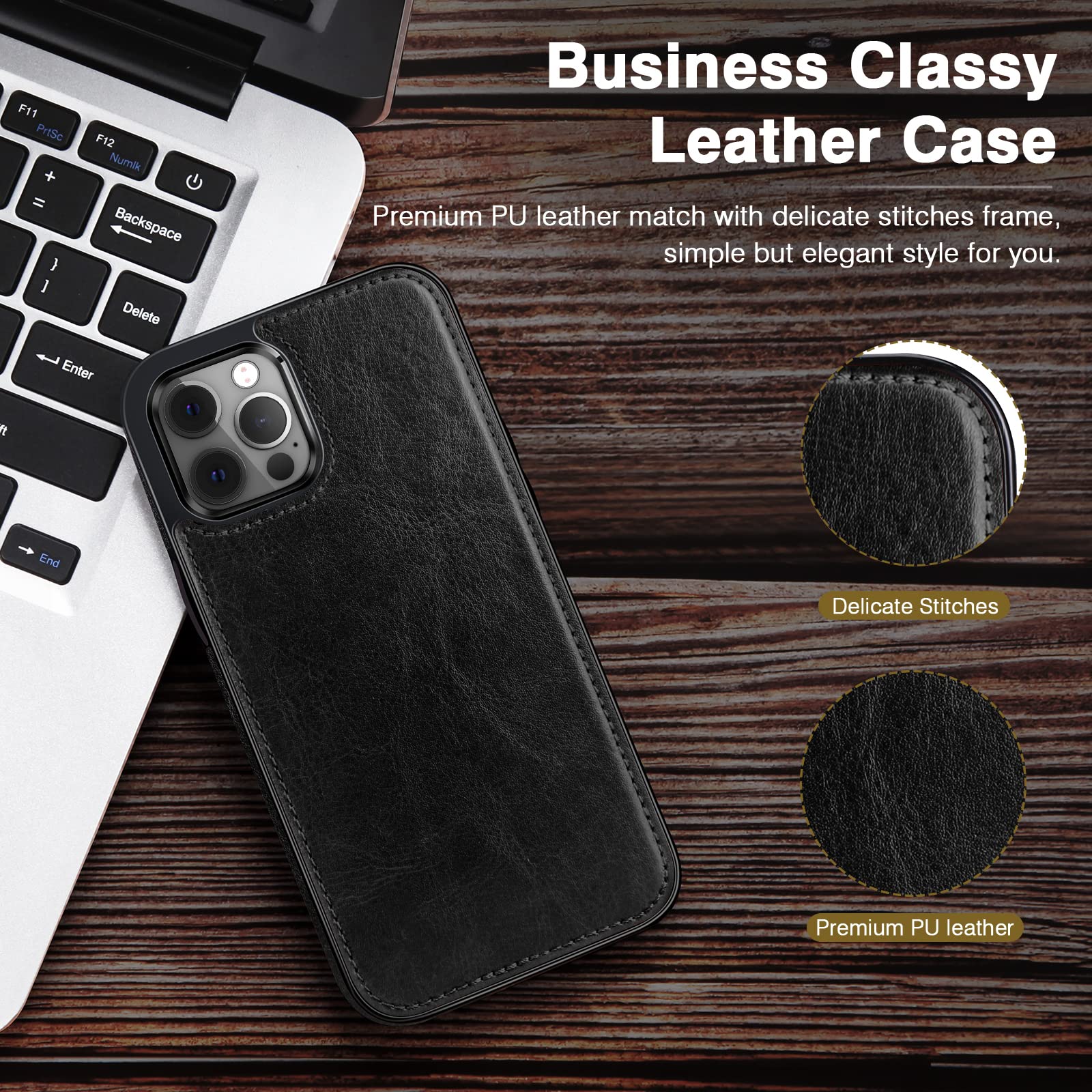 Premium Leather iPhone 14 Pro Max Case (6.7 inch 2022) - Shockproof Rugged Cover with Soft Grip for Men | Durable Protection & Classic Style | Perfect for Work, Travel & Outdoor Activities