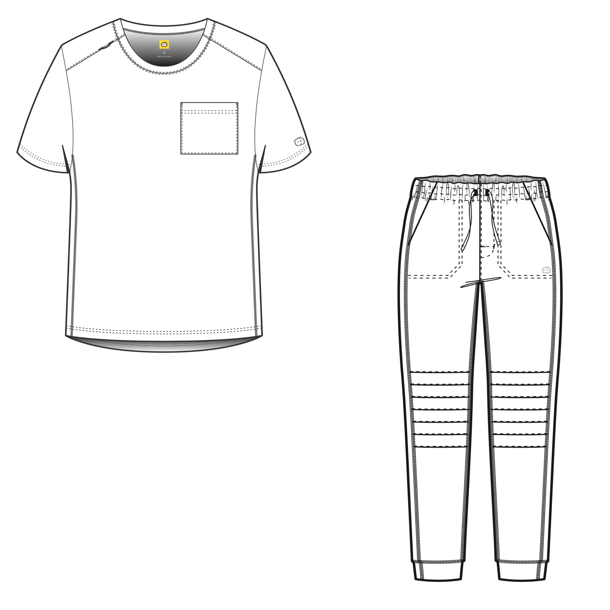WonderWink MOTO Men's Scrub Set - Crew Neck Top & Pintuck Pants with Badge Reel | Comfortable Medical Uniform for Doctors, Nurses & Healthcare Professionals | Perfect for Hospitals, Clinics & Long Shifts