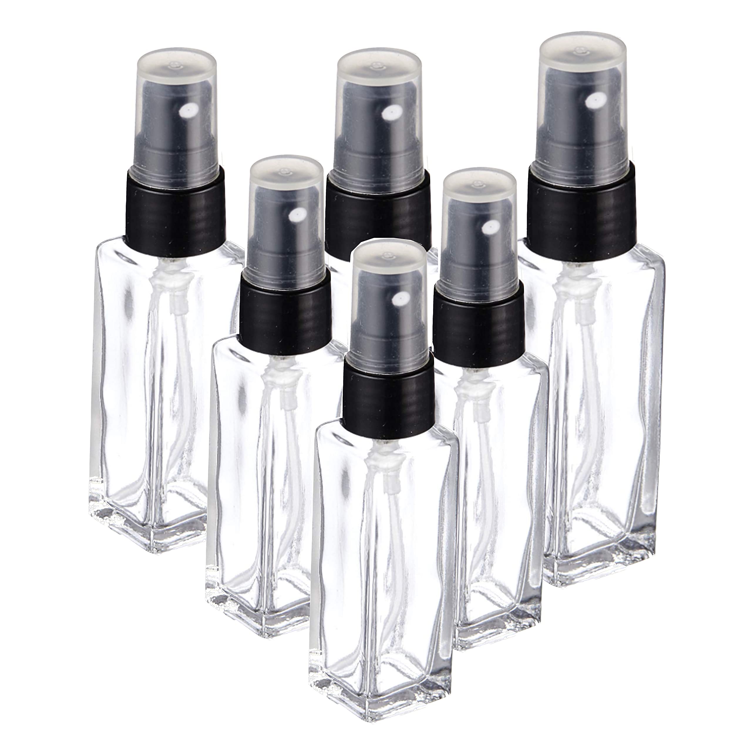 Pure Source India Refillable Perfume Bottles - 8ml Clear Glass Spray Bottles with Pump for Essential Oils, Aromatic Water & Fragrance Blends (Set of 6) - Perfect for Travel, Home Scenting & DIY Beauty Products