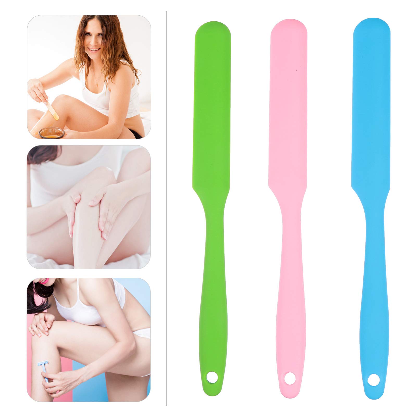 Beavorty 3-Pack Silicone Hair Removal Wax Sticks - Reusable Non-Stick Waxing Spatulas for Eyebrows, Legs & Bikini Line - Travel-Friendly Toiletries & Baking Tools - Perfect for DIY Waxing, Salon Use & Kitchen Essentials