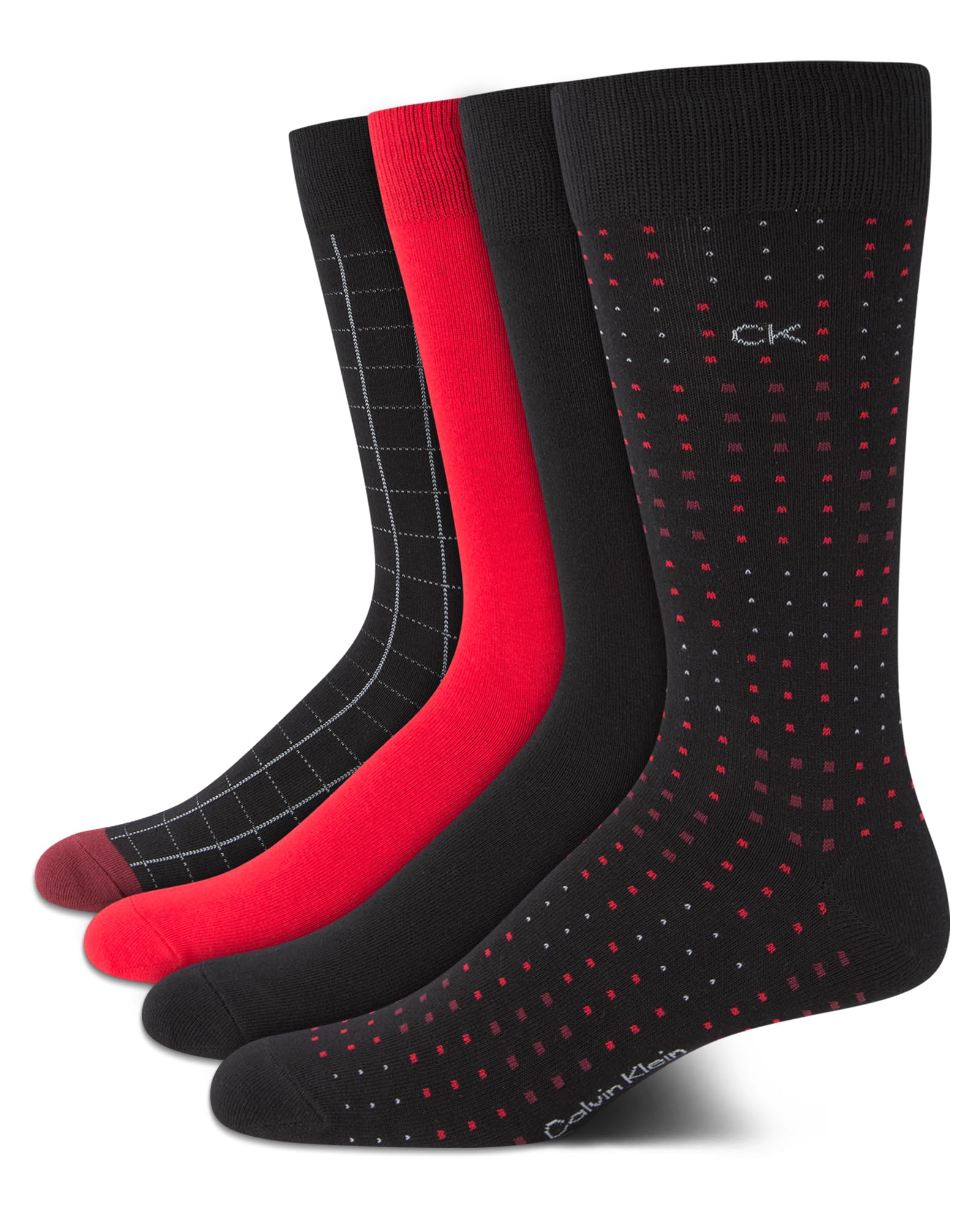Calvin Klein Men's Dress Socks 4-Pack - Soft Cotton Blend Crew Striped Formal Socks for Business, Office & Wedding - Breathable Comfort Socks for Men