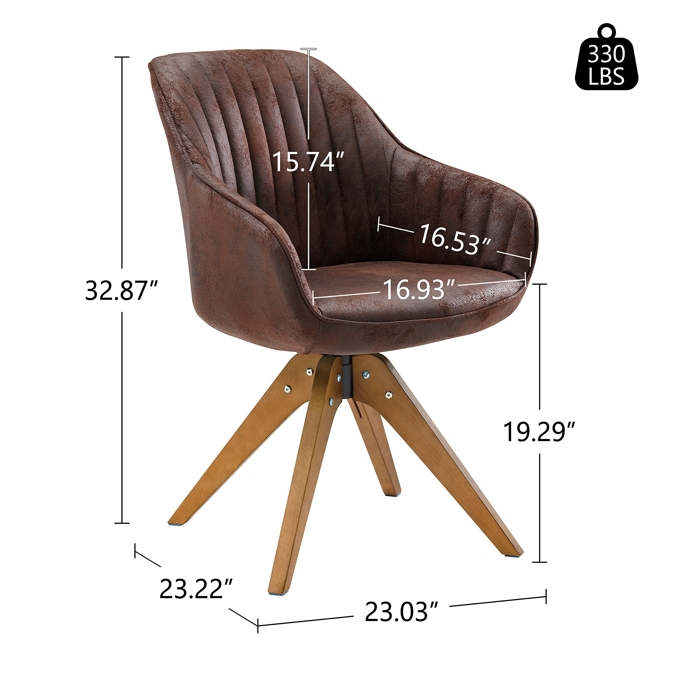 Art Leon Mid Century Modern Swivel Accent Chair with Beech Wood Legs - No Wheels Desk Armchair in Soft Suede Fabric | Perfect for Home Office, Living Room & Reading Nook