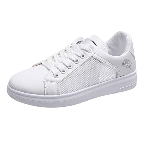 Phylmscde Women's Summer Comfortable Casual Shoes - Breathable Mesh Floral Lace Flat Shoes with Thick Sole | Perfect for Beach, Vacation & Daily Wear
