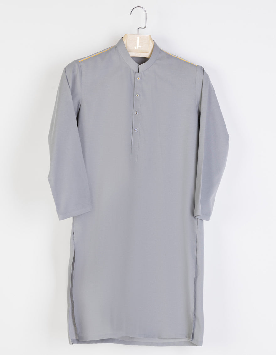 Elegant Blended Grey Shalwar Kameez by J. Junaid Jamshed - Traditional Pakistani Outfit for Men - Perfect for Weddings, Eid & Special Occasions