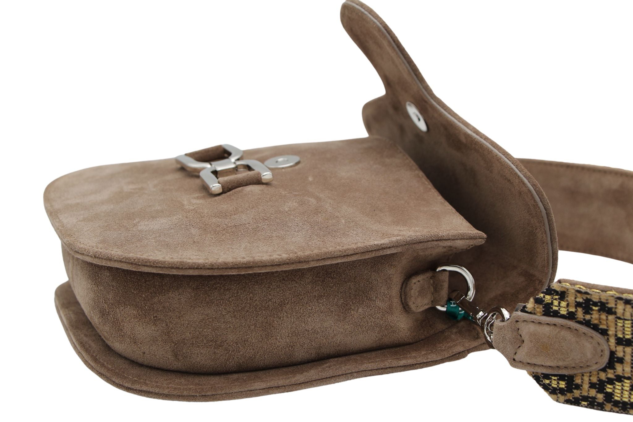 UNISA Taupe Suede Leather Saddle Bag ZFABIOLA - Stylish Crossbody Purse for Women, Perfect for Work, Travel & Everyday Use